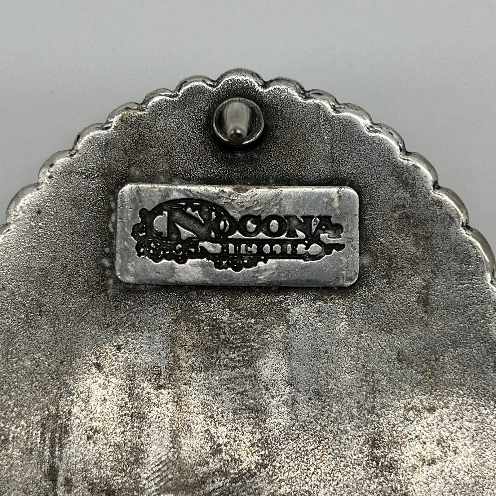 Nocona Western Belt Buckle Cowboy Man at Cross Praying Silver 37374