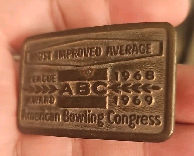 Belt Buckle Most Improved Average ABC League Award 1968-1969 American Bowling