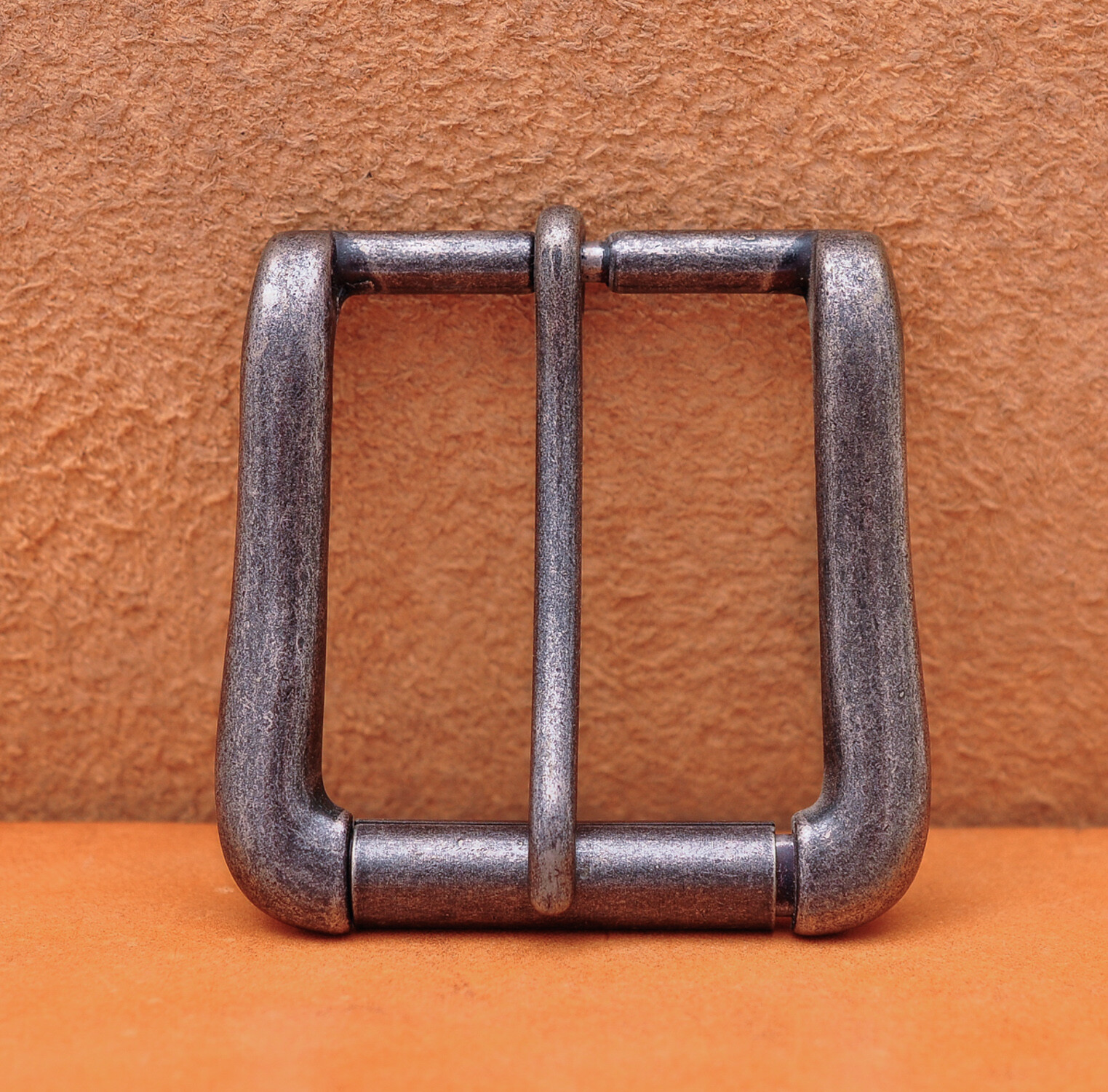 40mm Vintage Silver Two-Tone Heavy Square Roller Single Prong Pin Belt Buckle