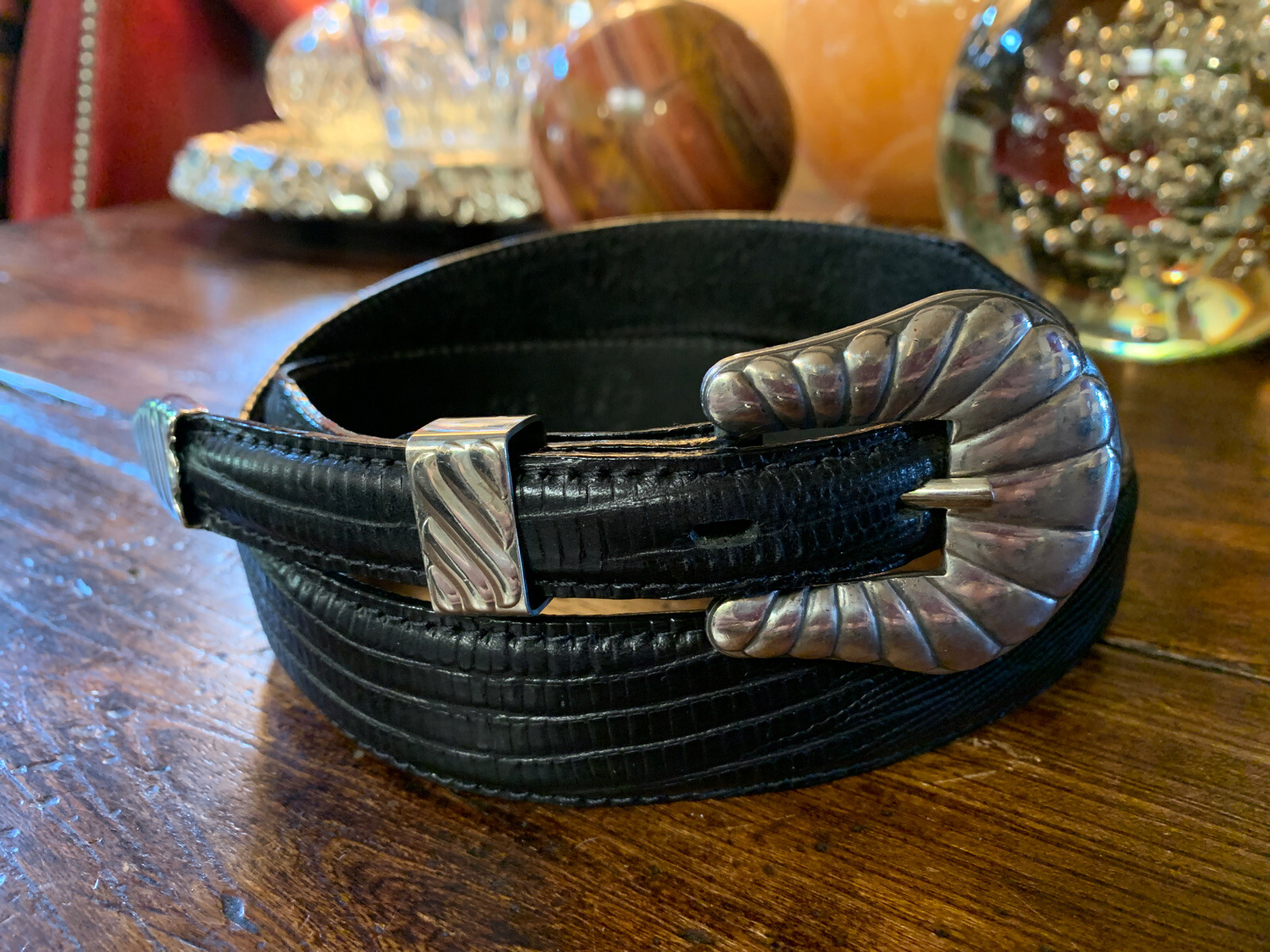 Wage James Reid style XL Sterling Silver overlay Belt buckle set 35-37