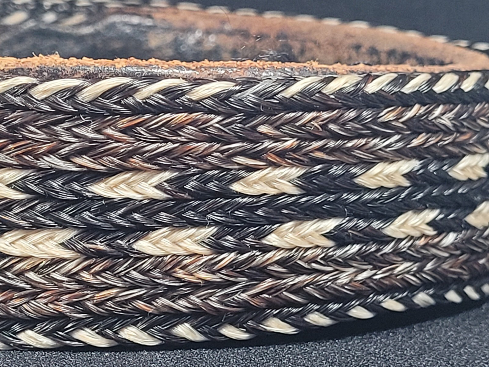Braided Nylon And Leather Belt With Silver Turquoise Coral Belt Buckle 35097-11