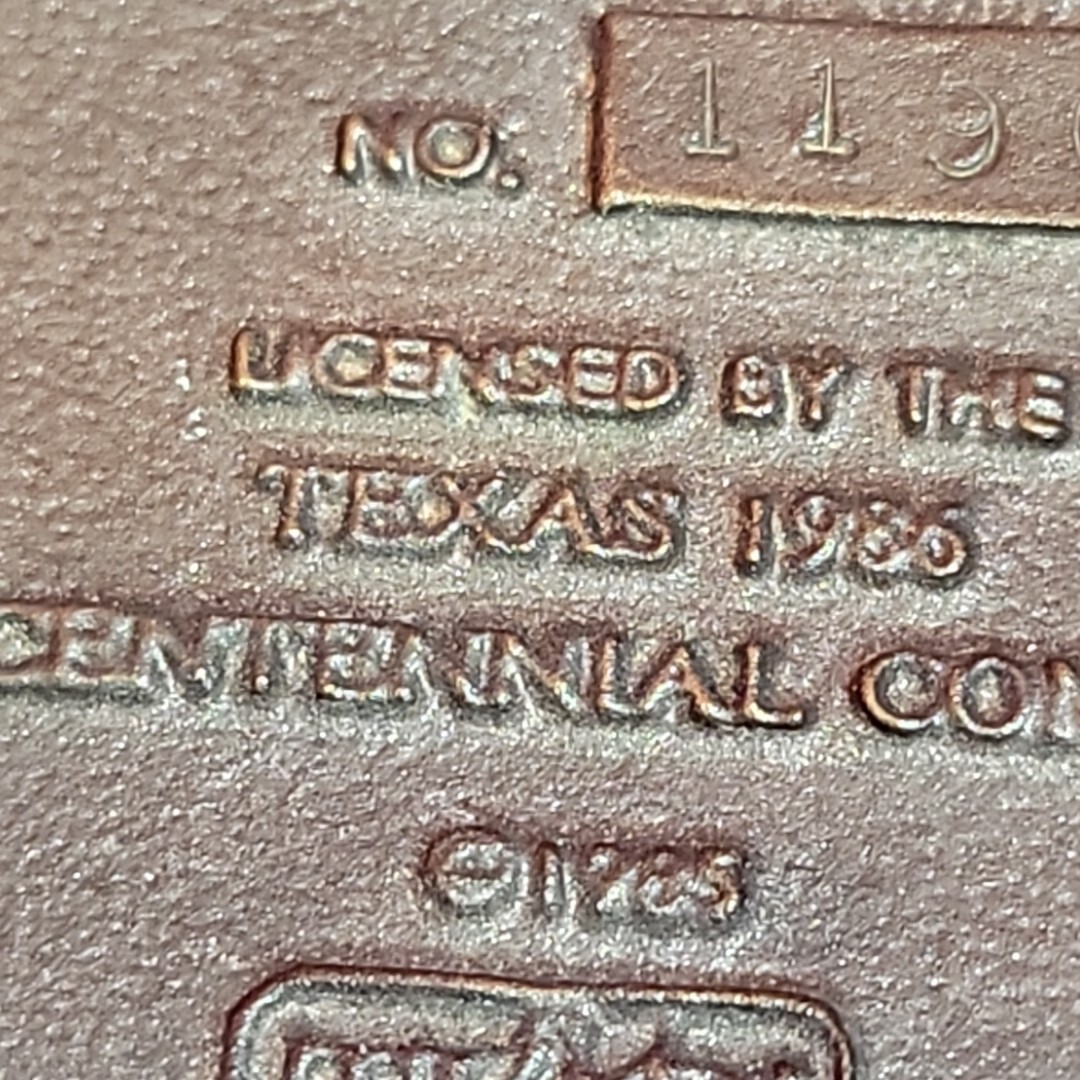 3.5&Prime; TEXAS SESQUICENTENNIAL BELT BUCKLE Numbered VINTAGE 1986 Brass metal Texoma