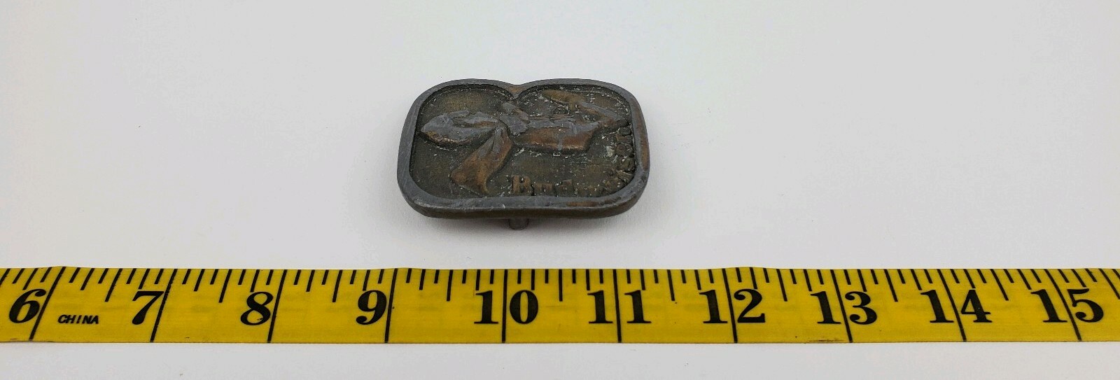 Vintage Budweiser Beer Budman Distressed Brass Tone Metal Belt Buckle 1976