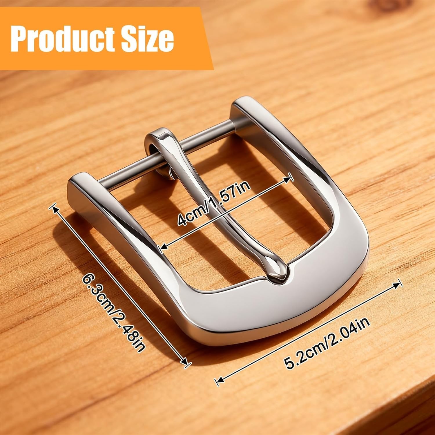 Silver Belt Buckle, 1.5 Inch Belt Buckles for Men, Stainless Steel Single Prong