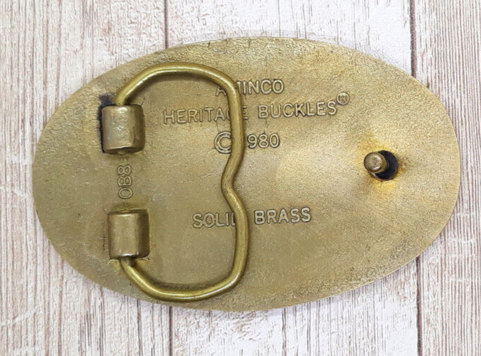 EMT Emergency Medical Technician Brass & Enamel Belt Buckle Aminco 1980