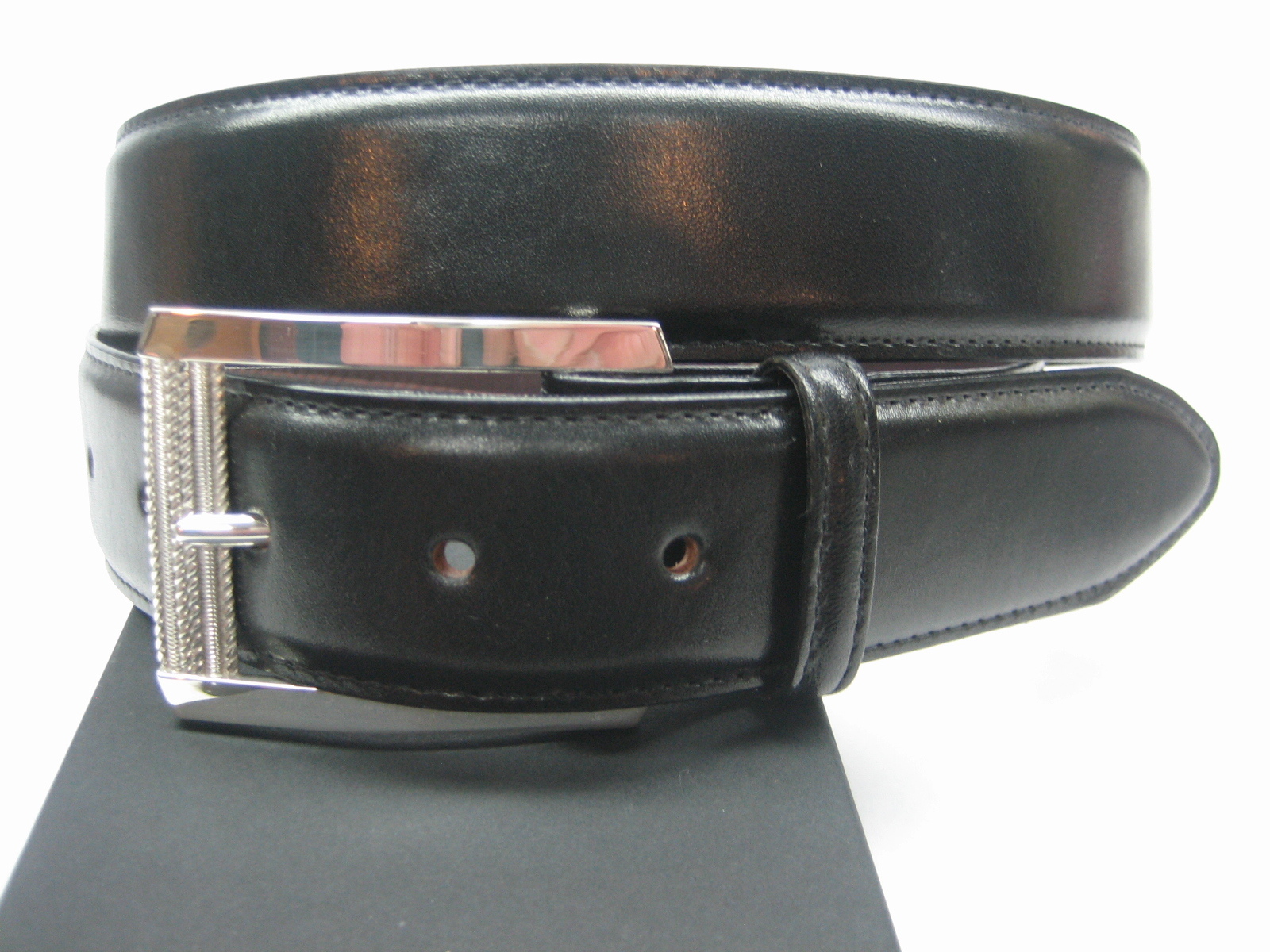 STERLING SILVER 925 BUCKLE WITH GENUINE CALF SKIN 1.5&Prime; BELT MADE IN U.S.A.