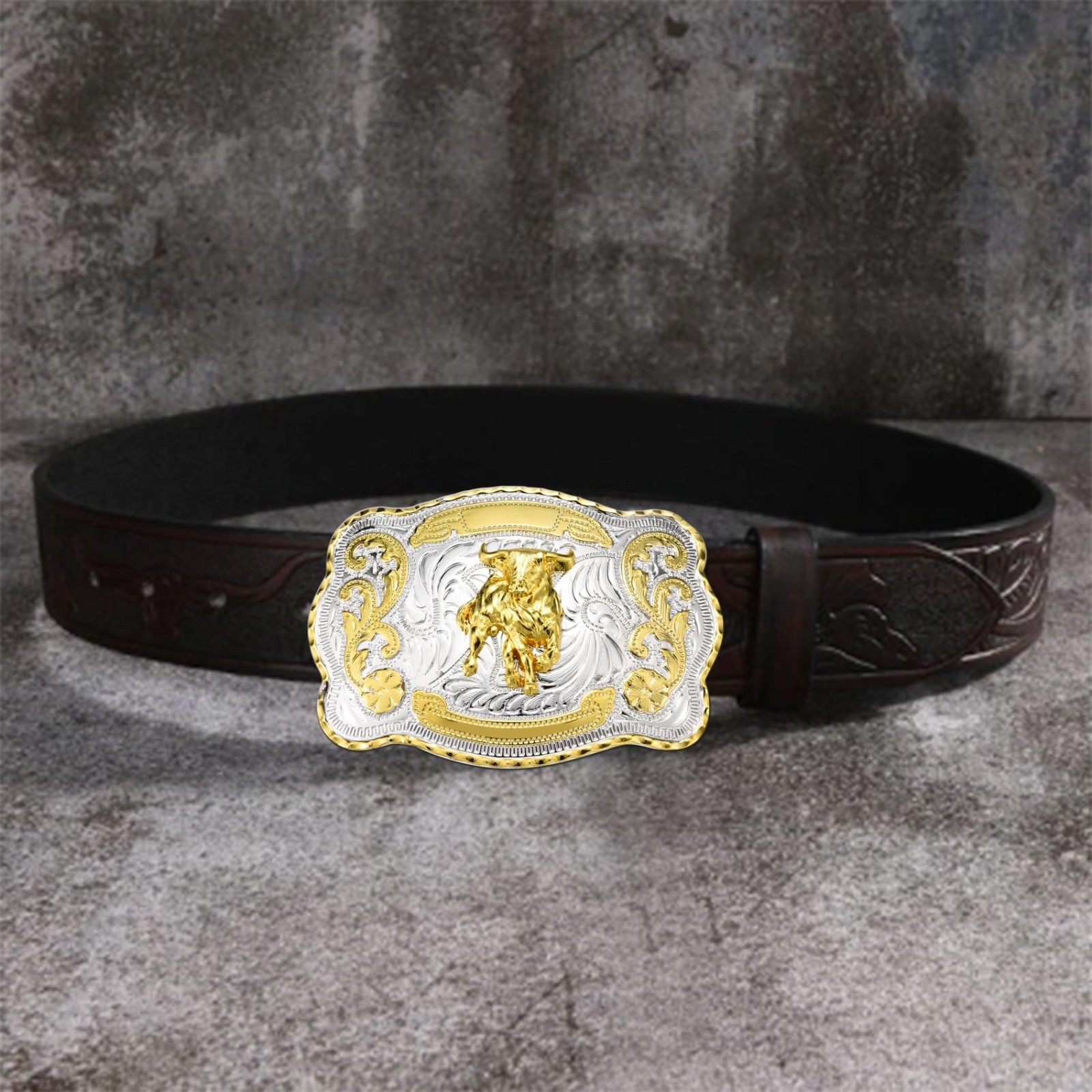 Large Golden Horse Bull Cowboy Belt Buckle for Men – Texas American Flag Accesso
