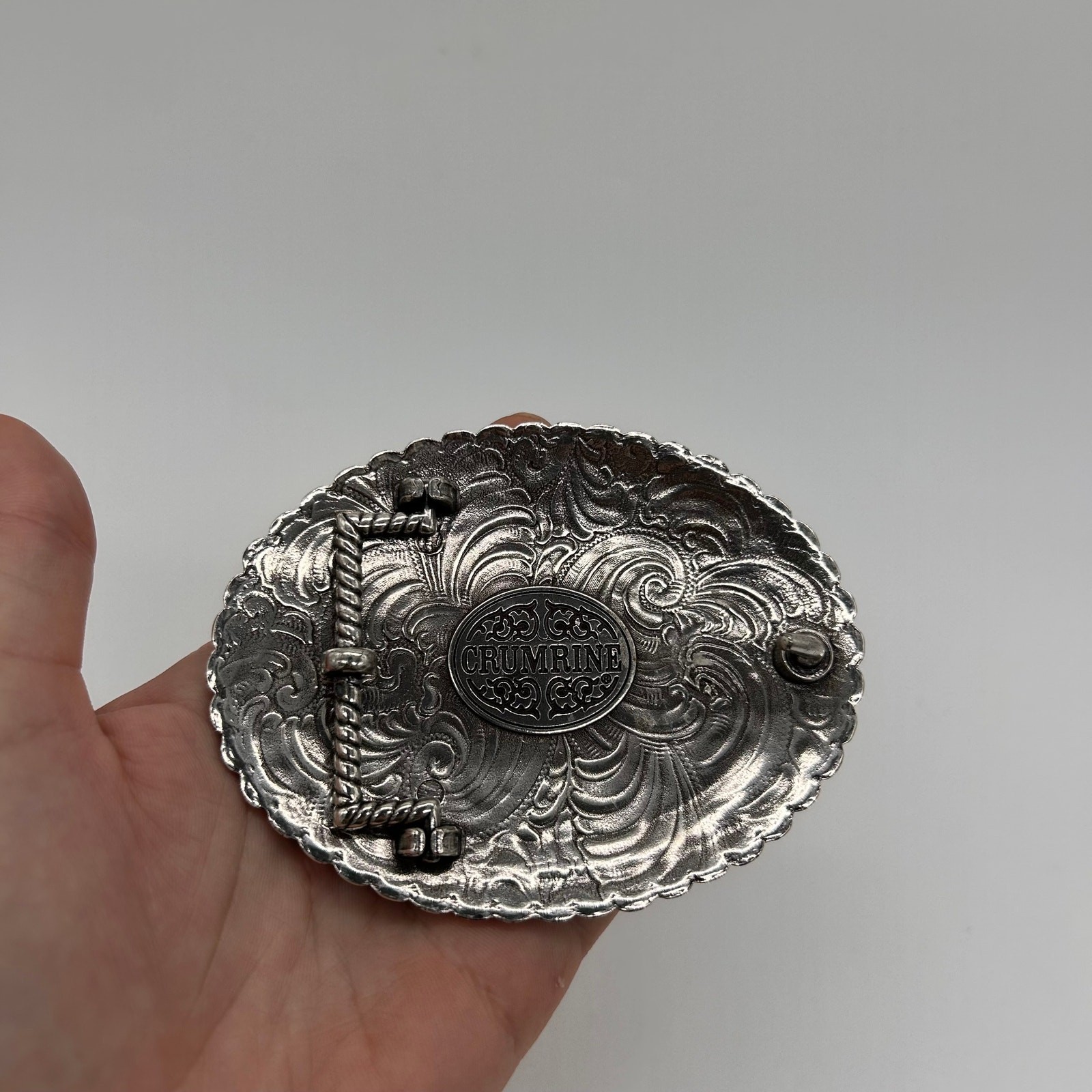 Cowboy Till Death Western Skull Belt Buckle Silver Tone Crumrine Floral Men&rsquo;s