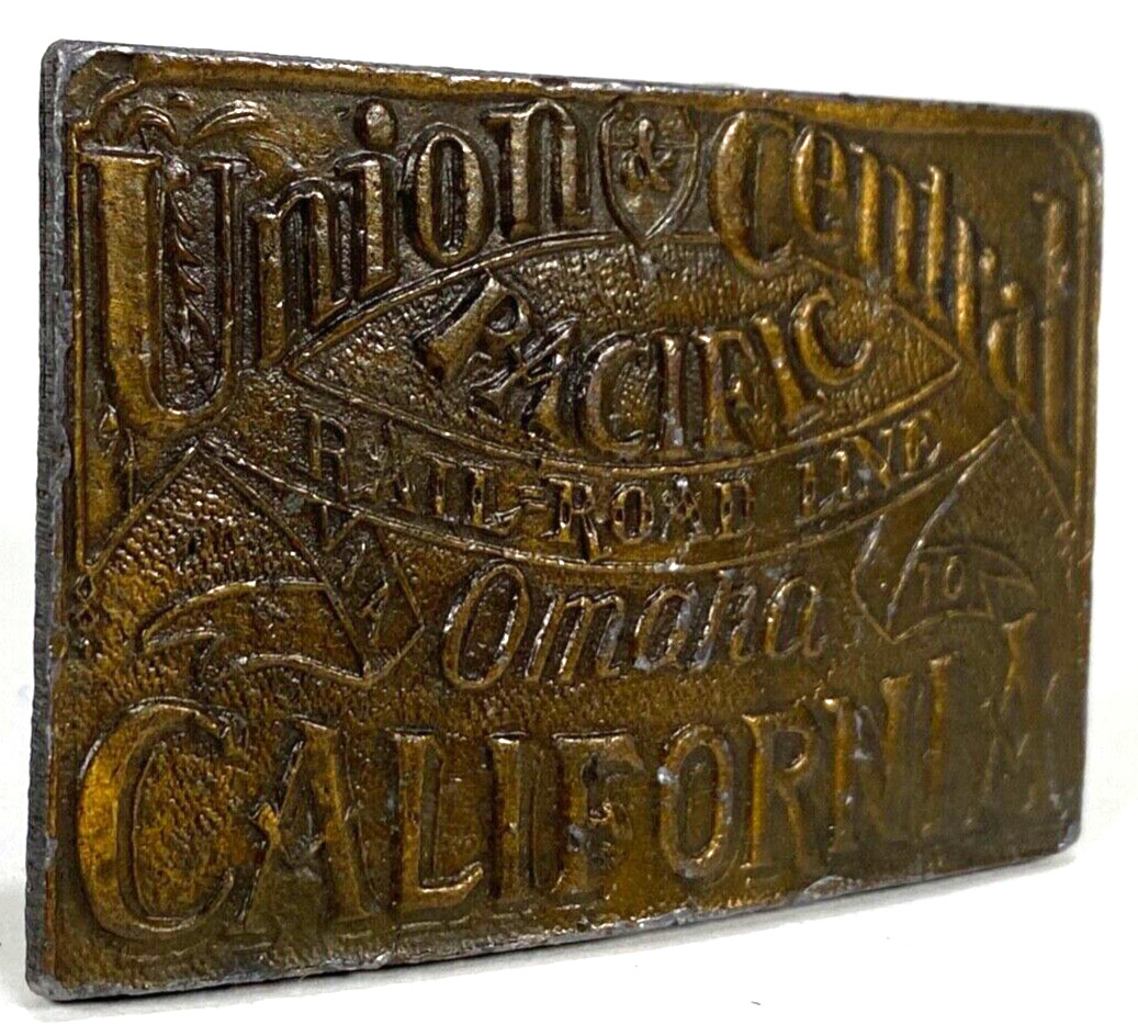 Belt Buckle-Union Central Pacific Rail Road Line-Omaha California-Brass-Vintage