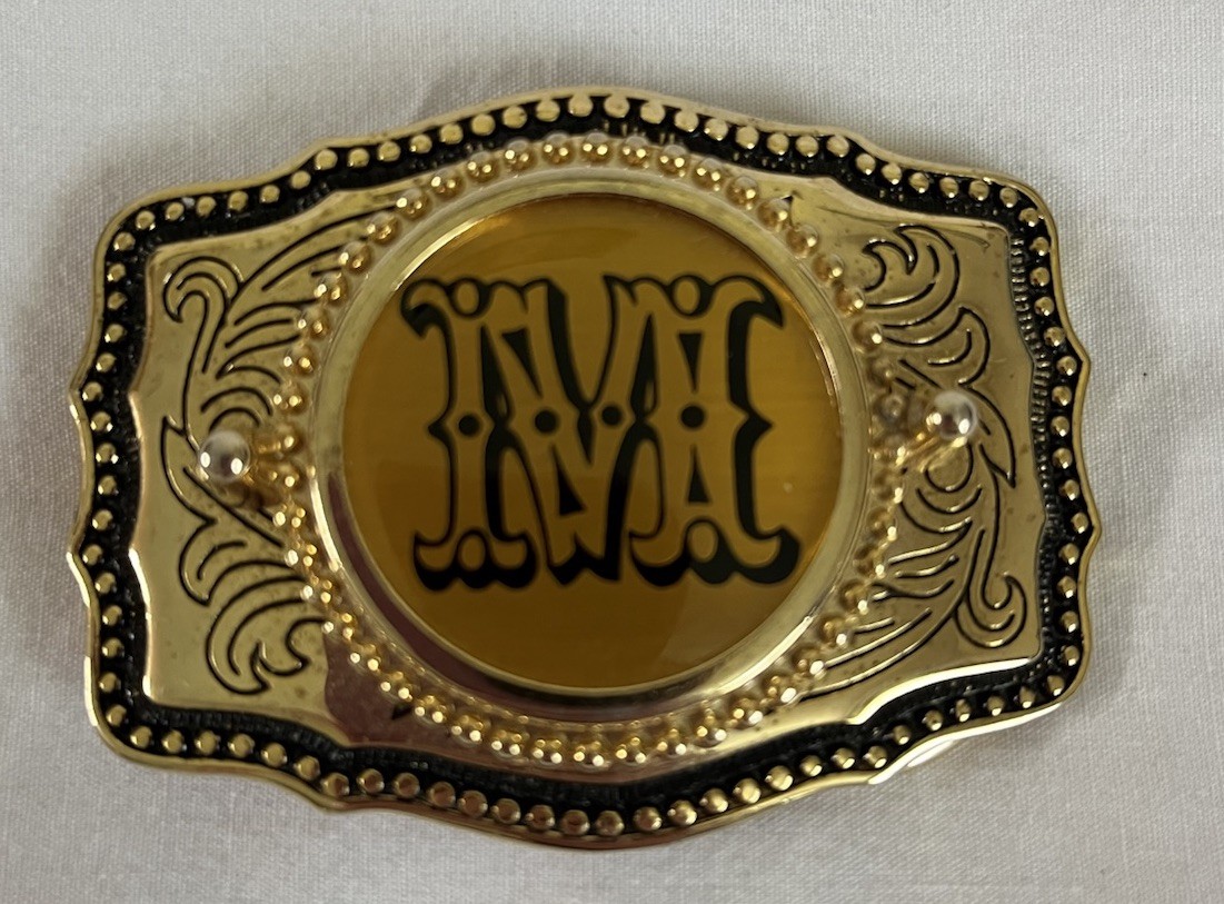 Vintage Western Style Belt Buckle with Intricate Initial Motif Letter M USA