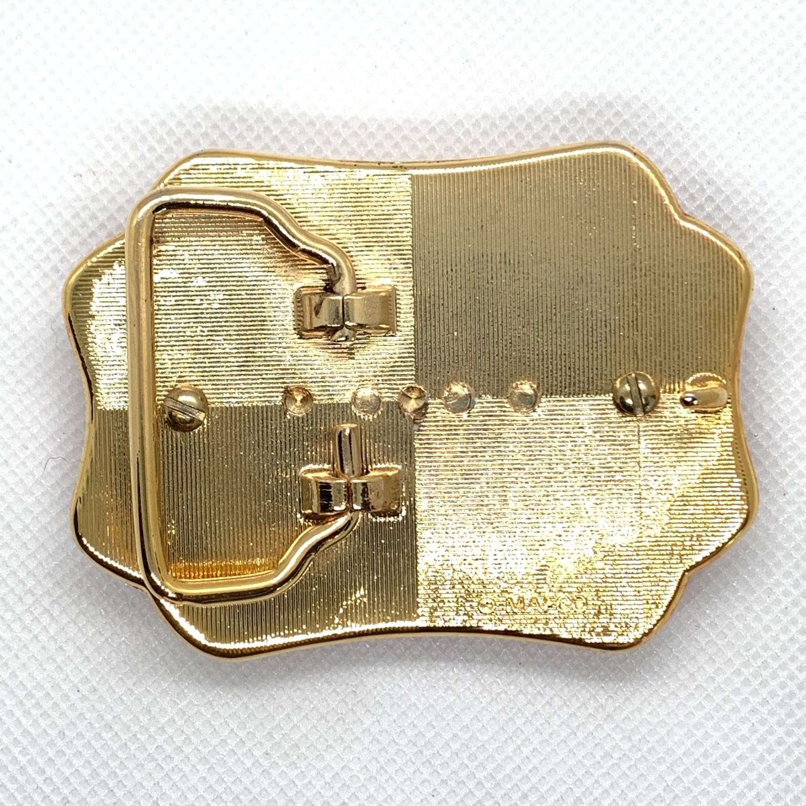 Silver Dollar Red & Gold Western Style Belt Buckle