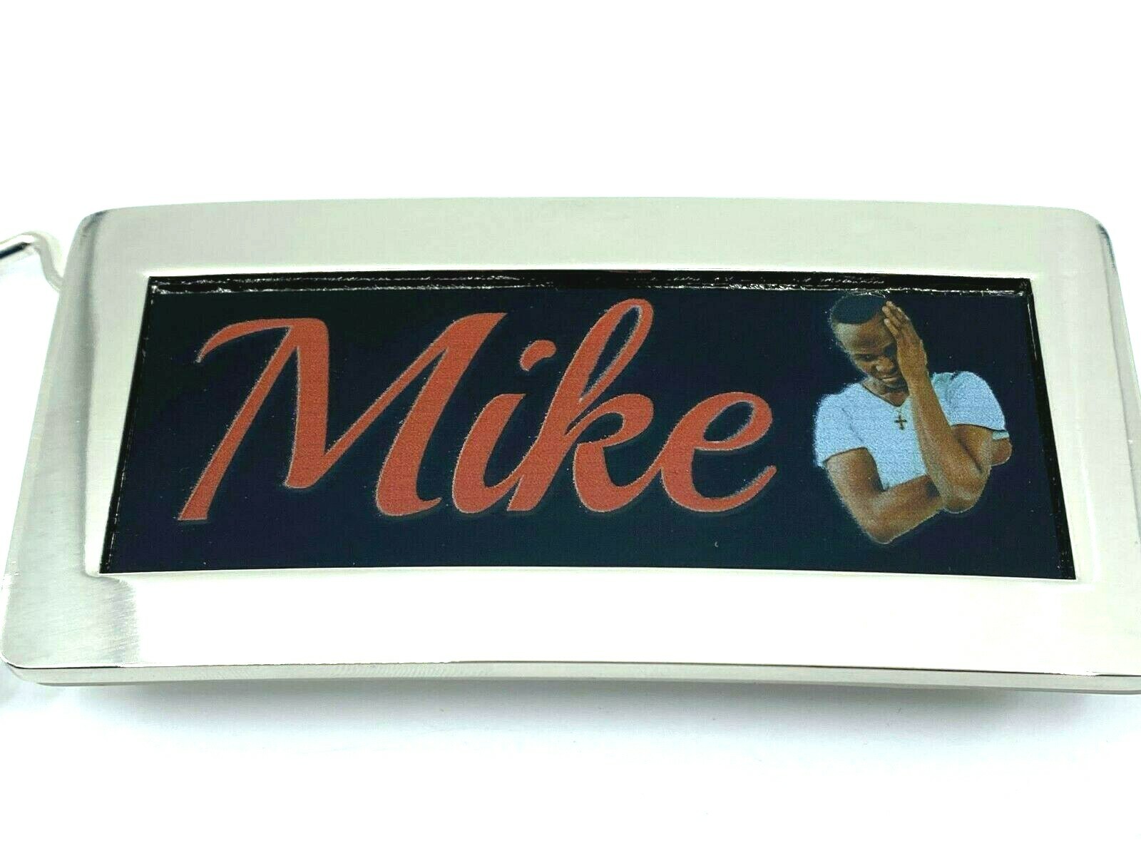 Adjustable Silver Belt Buckle Personalized Custom Black Letters Any Name or Word