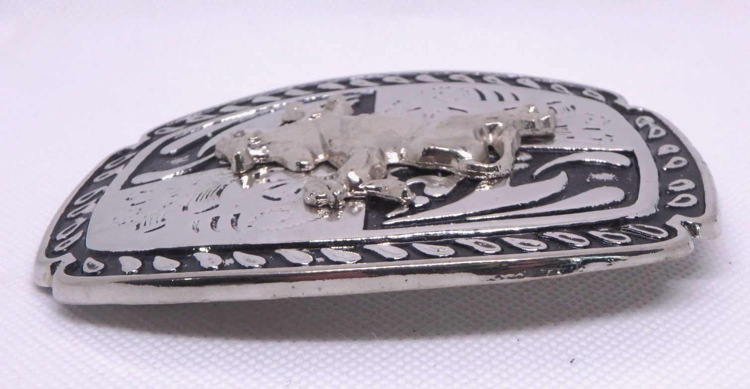 Bull Rider Cowboy Rodeo Western Silver/Black Tone BELT BUCKLE / New