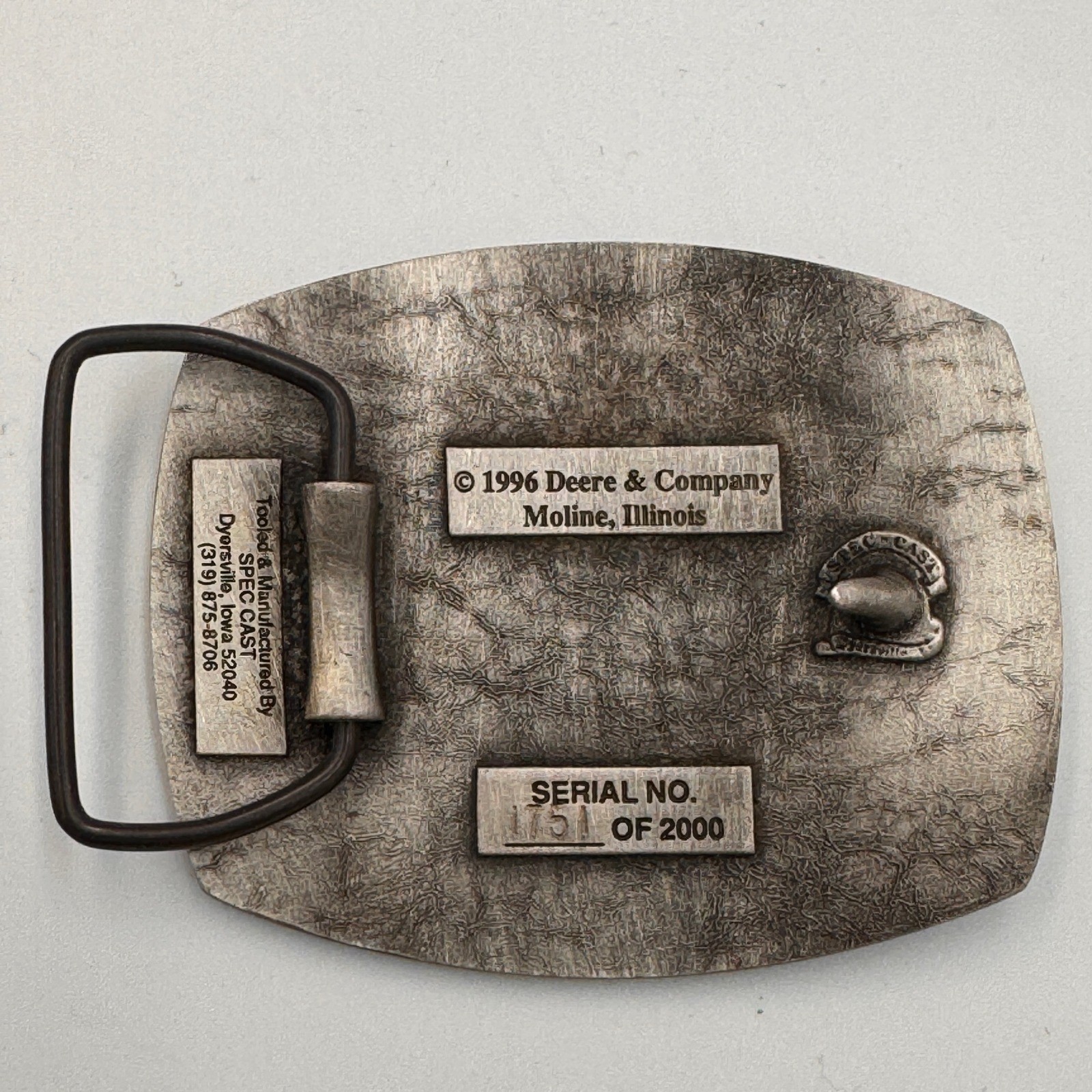 John Deere Engine Parts Belt Buckle 1996 Spec Cast Limited Edition 1751/2000 USA