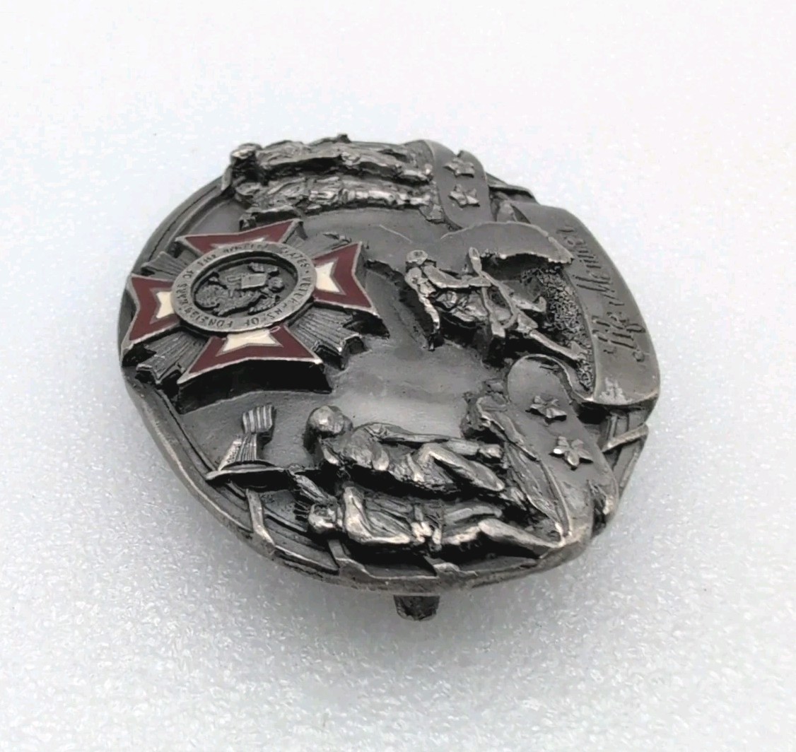 1987 VFW Belt Buckle Siskiyou Veterans of Foreign Wars USA Life Member Vintage