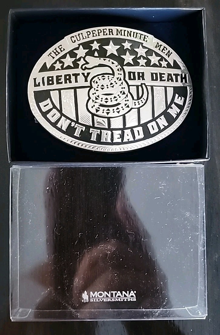 Montana Silversmiths Men&rsquo;s Liberty Or Death Don&rsquo;t Tread On Me Buckle Silver NEW