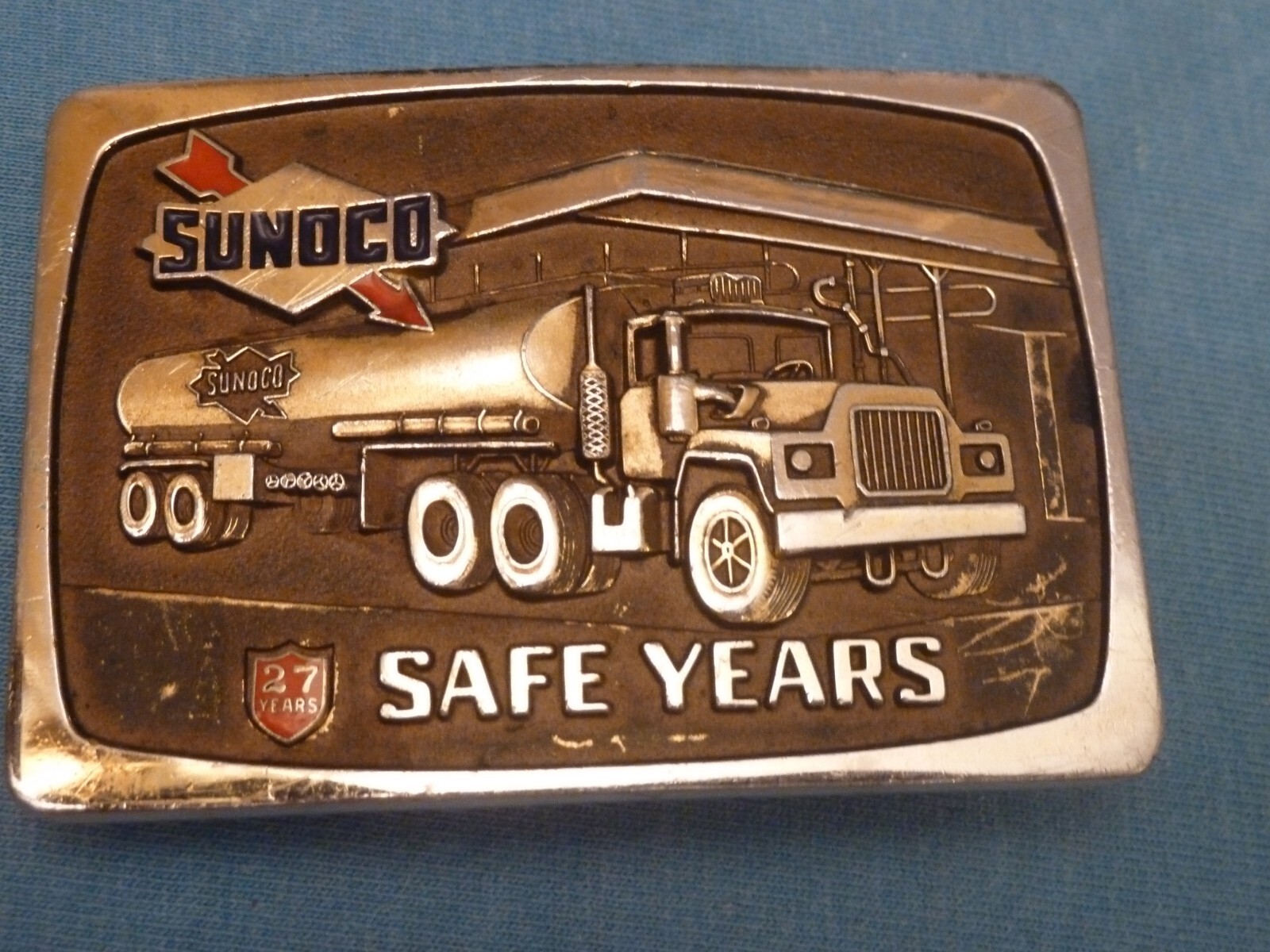 SUNOCO 27 YEARS SAFETY AWARD BELT BUCKLE SAFE DRIVER MACK TRUCK