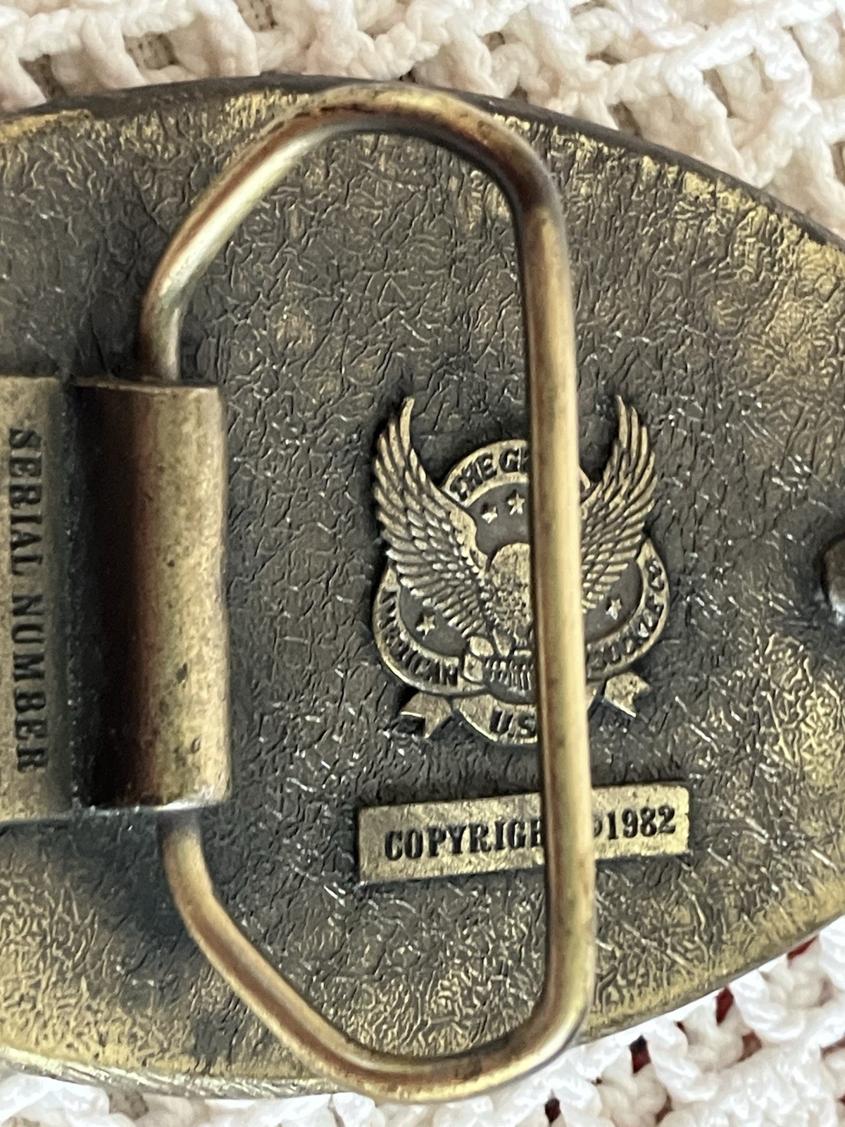 Vintage 1982 The Great American Buckle Co. USA Brass Oval Grandpa Belt Buckle