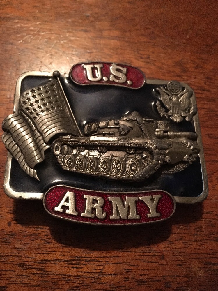 ARMY TANK INFANTRY US UNITED STATES MILITARY VETERAN BELT BUCKLE USA
