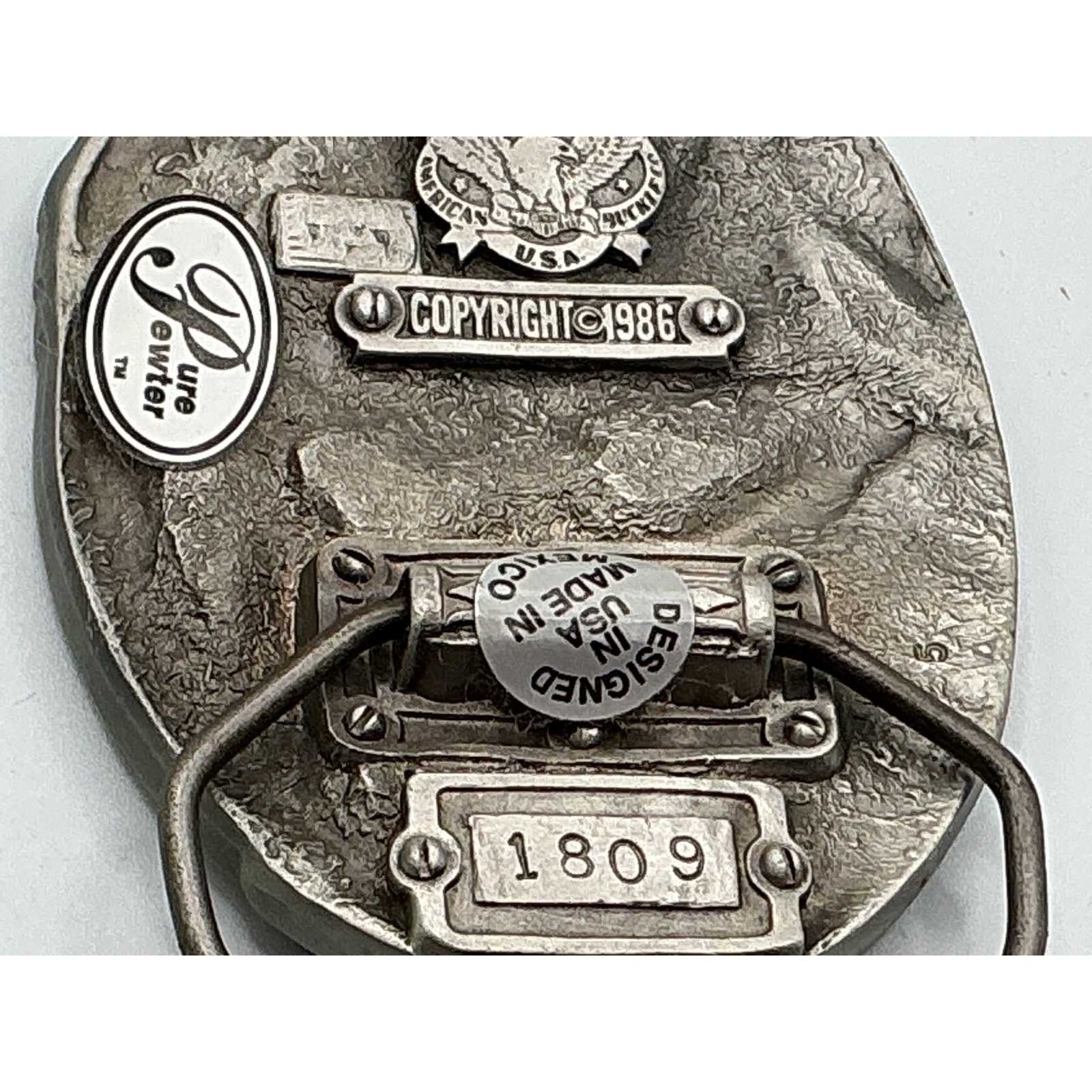 Vintage 1986 The Great American Buckle Co Linesman Pewter Belt Buckle 1809 Mens