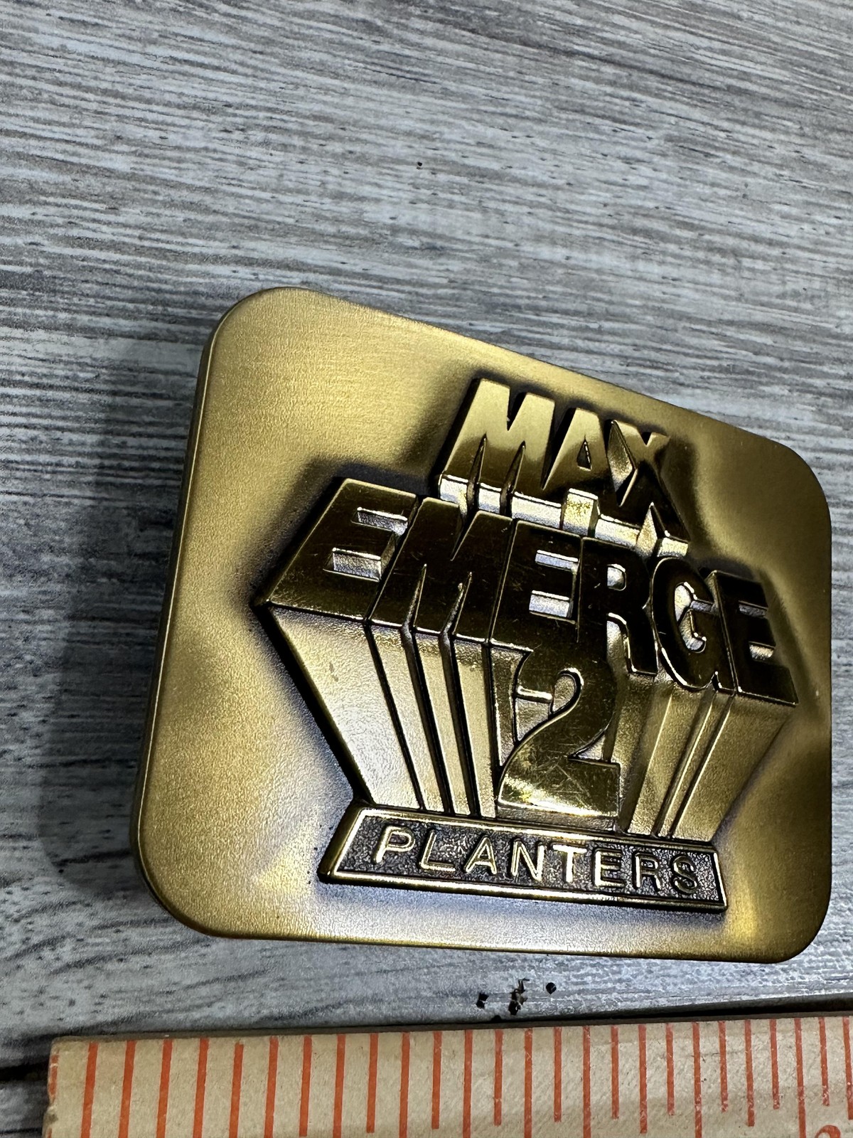 Vintage John Deere Belt Buckle Mens Gold Tone Max Emerge 2 Planters 1987 80s