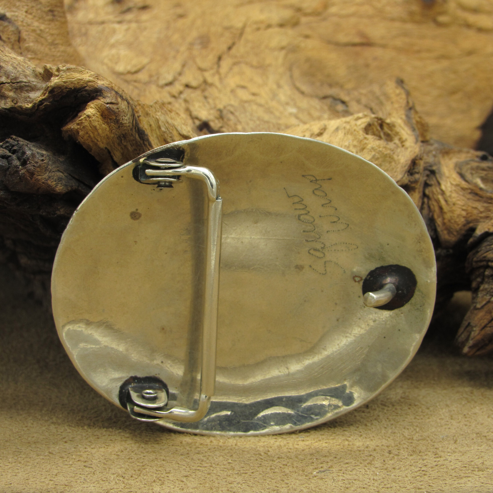 Southwest Nickel Belt Buckle with Buffalo Head