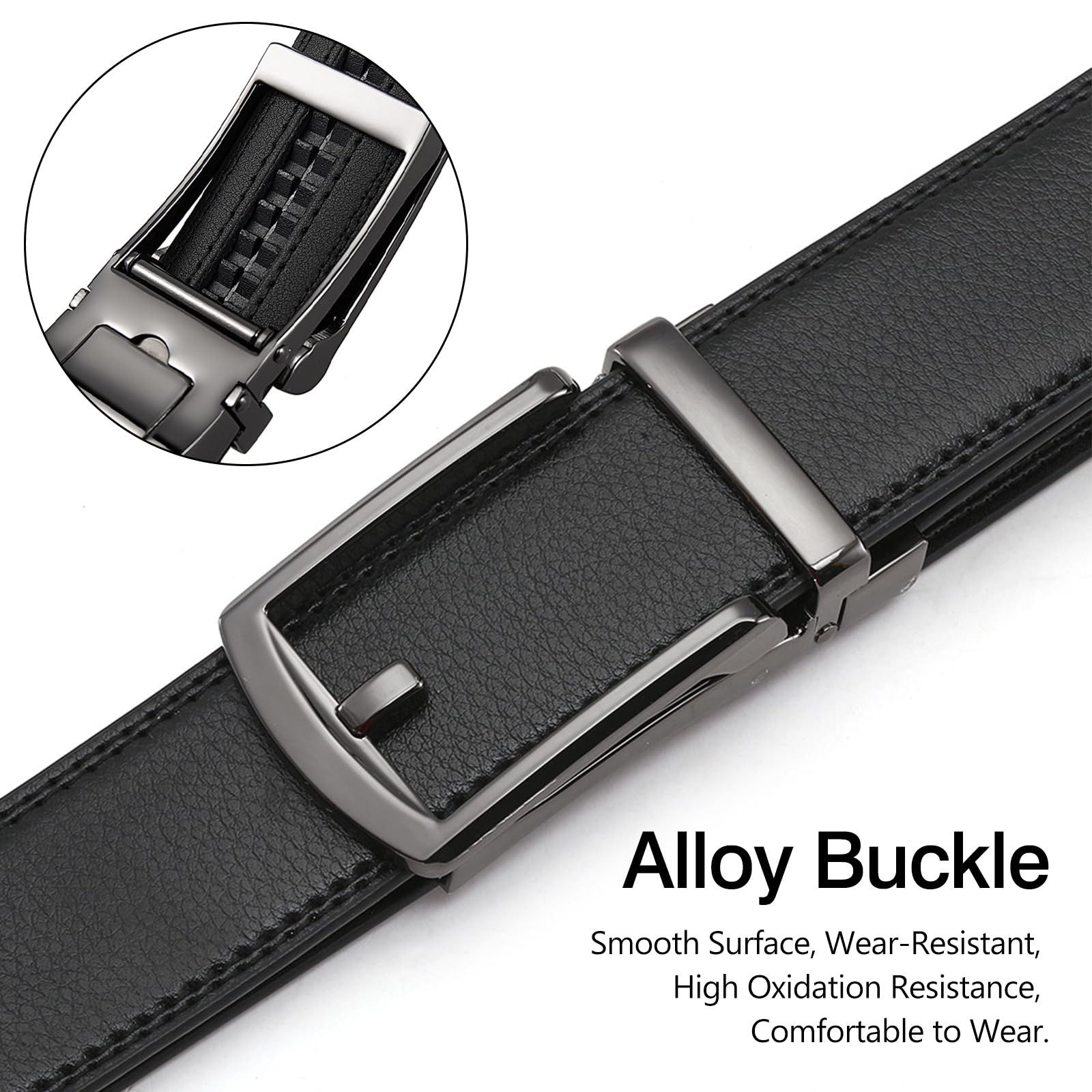 Tienyuu Men&rsquo;s Leather Dress Belt – Ratchet with Comfort One Size, Black