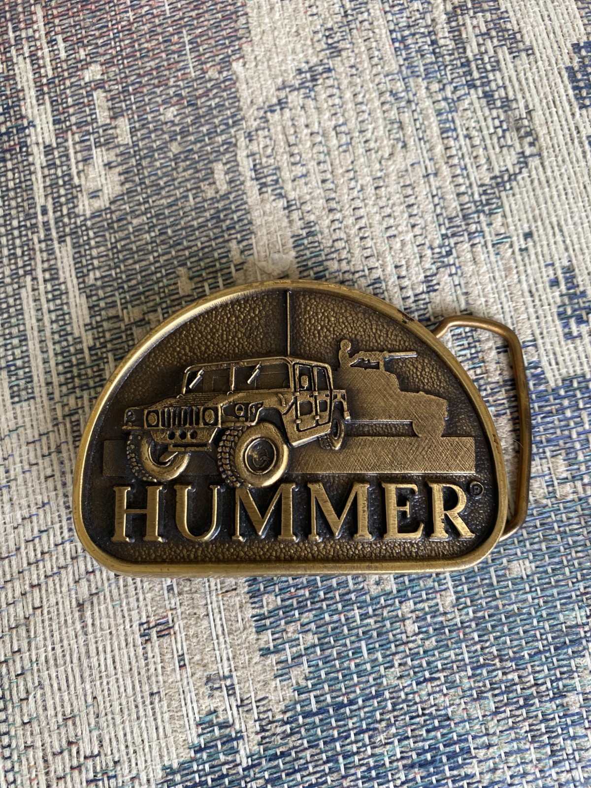AM General Civilian Hummer Solid Brass Vintage Belt Buckle – 1992, NICE