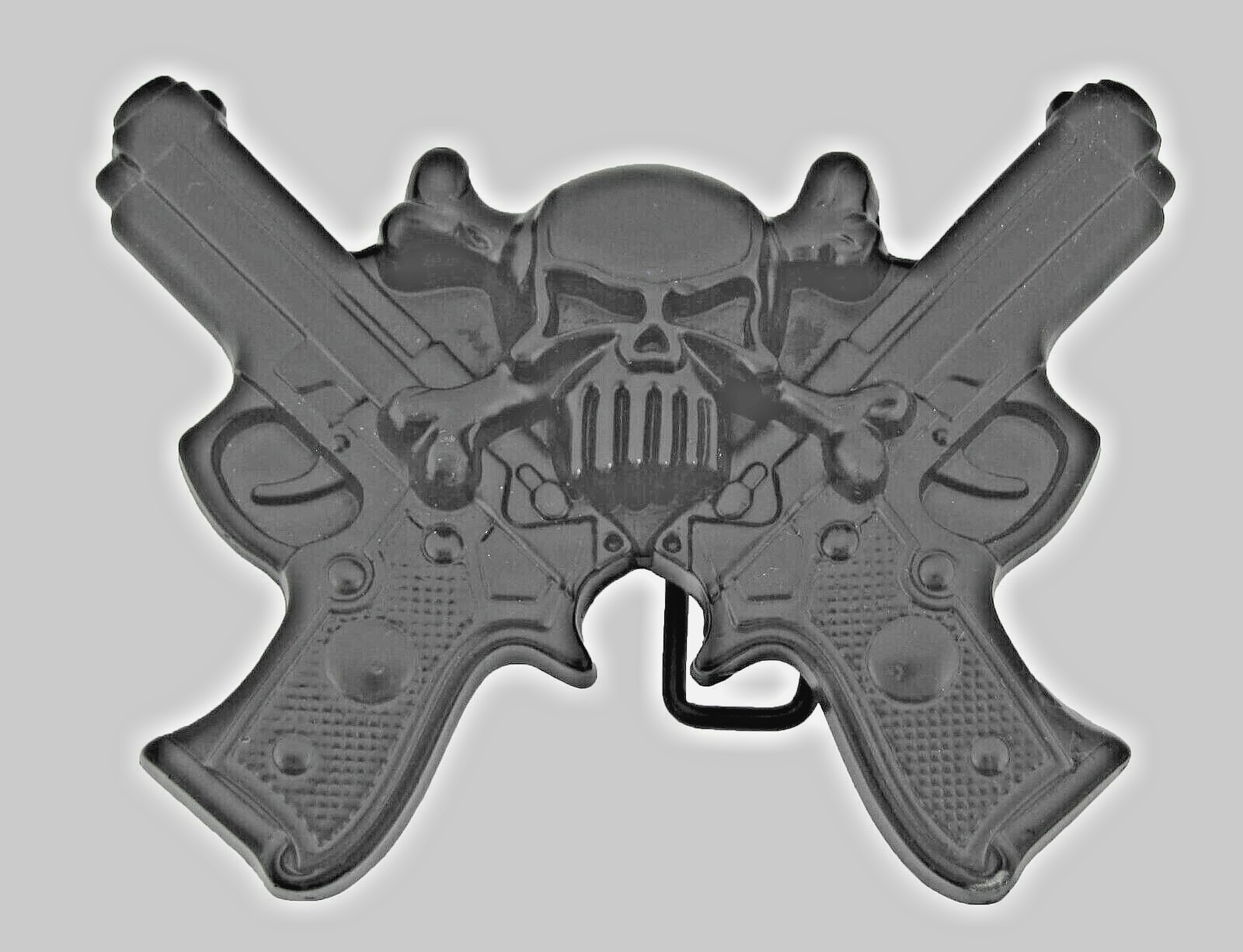 Skull Belt Buckles Black Metal Vintage Halloween Gun Pistols Pirate Skeleton