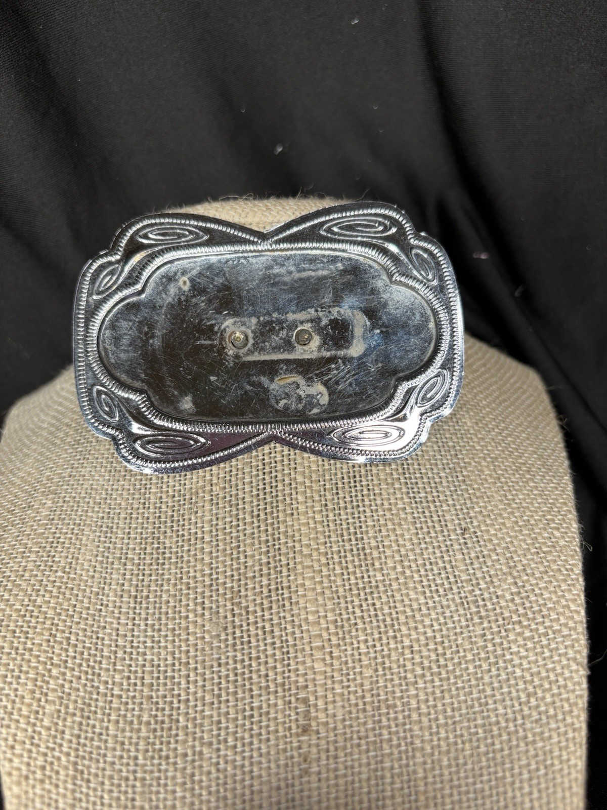 Vintage Western Horse Head & Horseshoe Belt Buckle Silver Tone Repair Needed