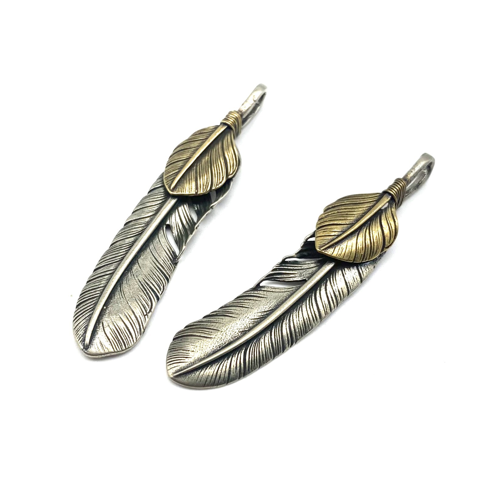 2pcs/Set Brass Charm Feathers Decoration Accessories Jewelry lot