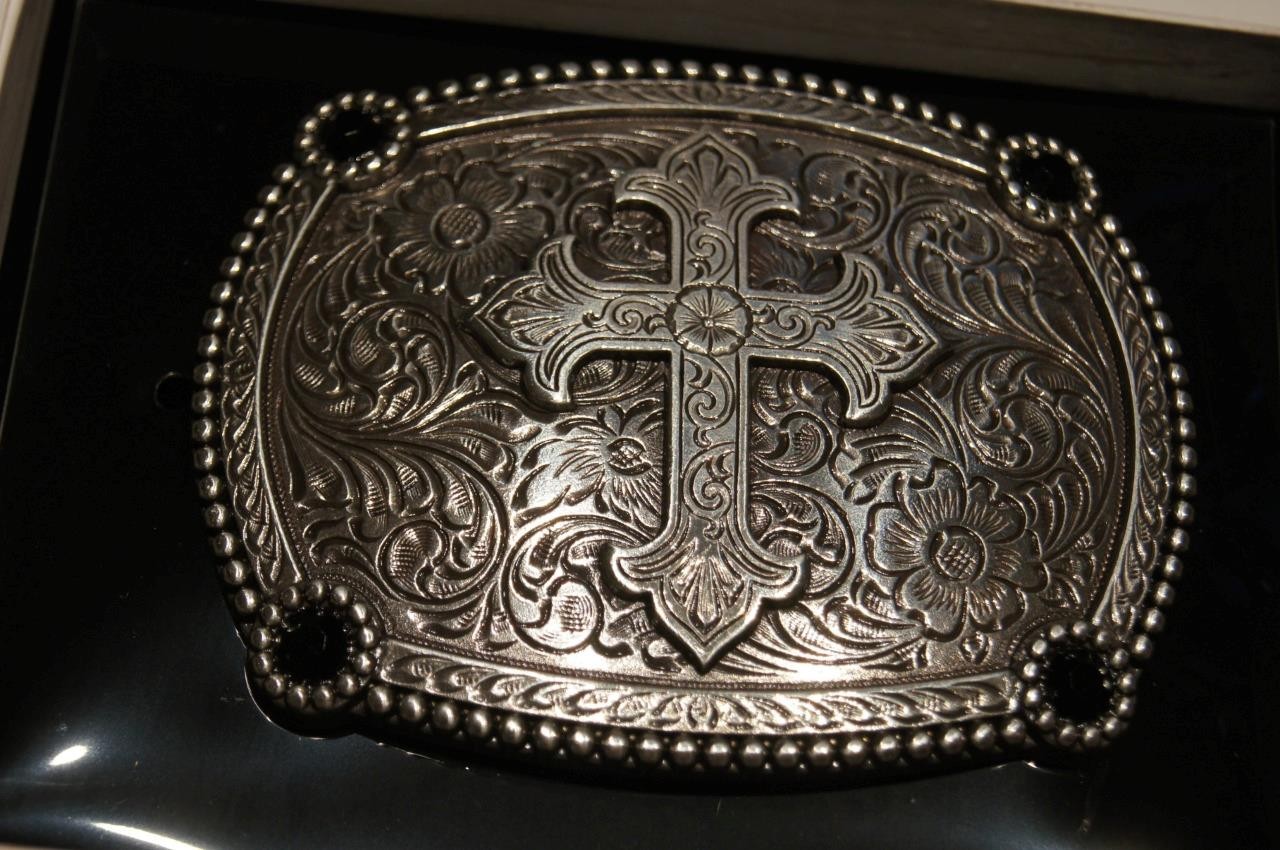 Blazin Roxx M&F Western FLORAL CROSS ACC BELT BUCKLE 37940