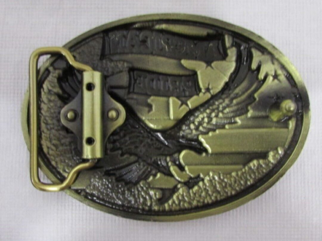 American Pride Eagle and Flag Patriotic Western Belt Buckle