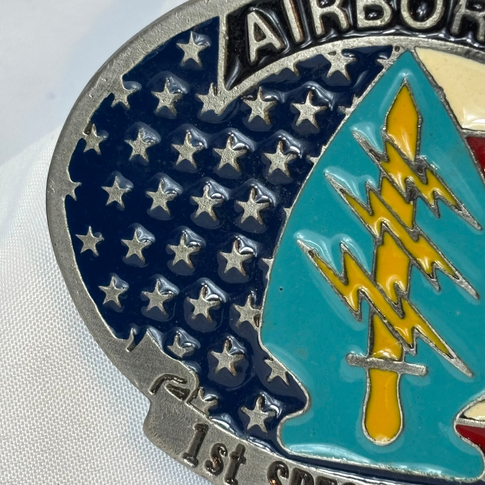 Vtg US Army Belt Buckle Airborne 1st Special Forces Made In The USA