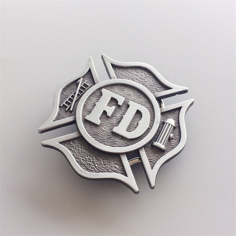 Antique Silver Vintage Style Fire Fighter Dept Hero Belt Buckle