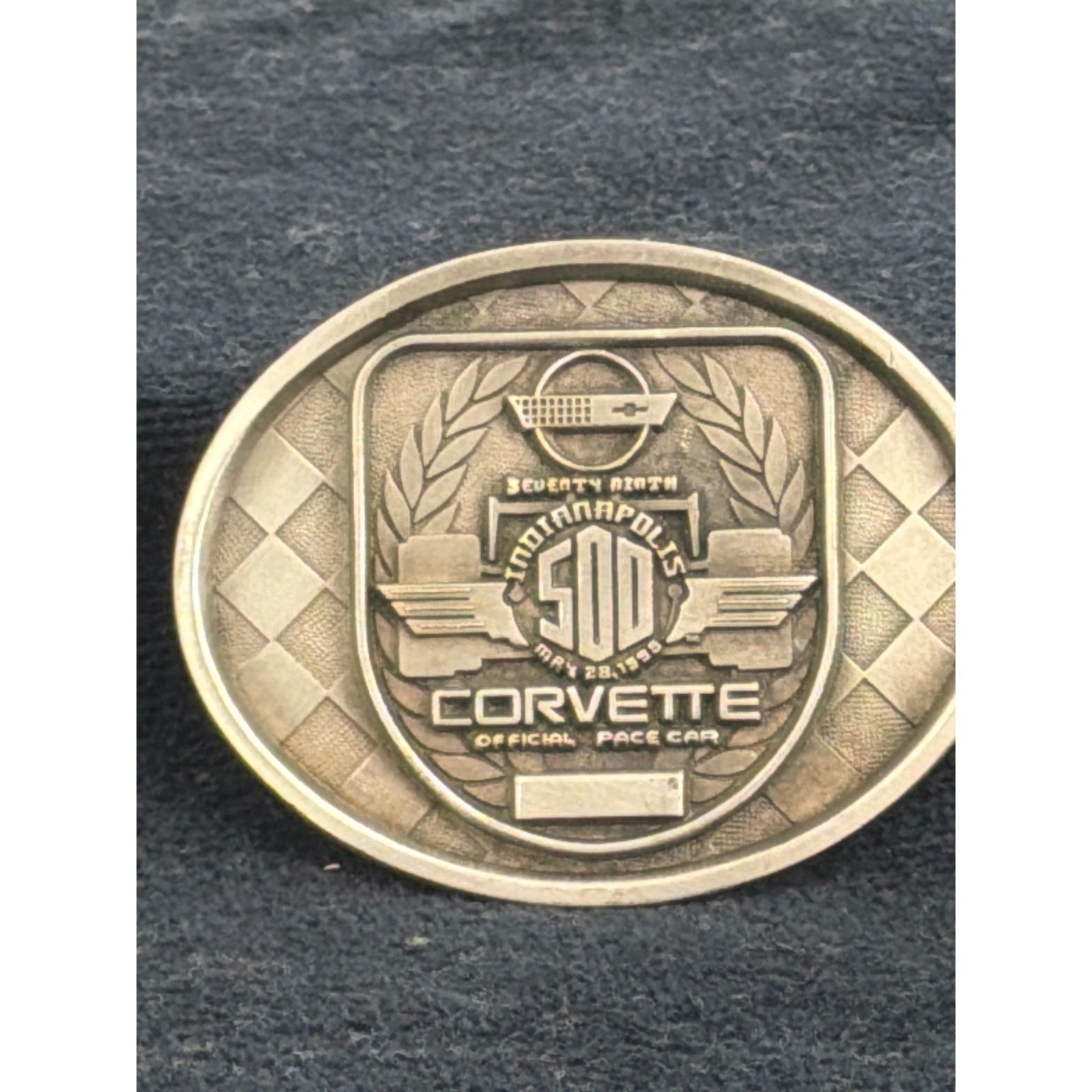 1995 Indianapolis 500 Corvette Official Pace Car Pewter Belt Buckle Ltd Ed 226