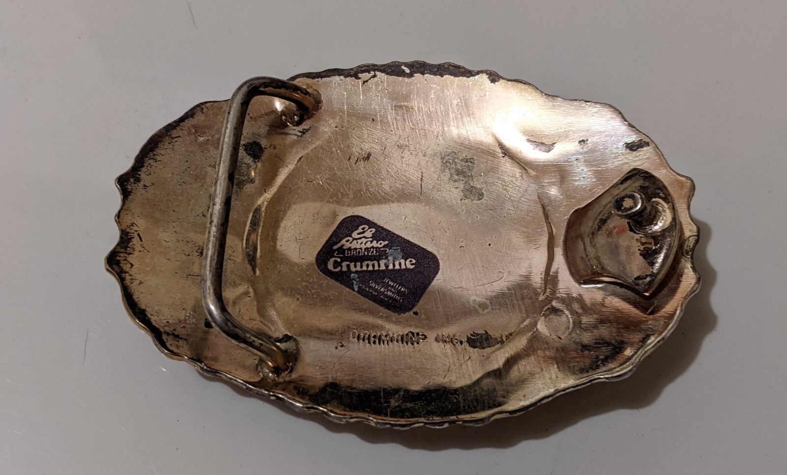 Vintage El Arturo Crumrine Silversmiths Western Horses Metal Belt BUCKLE