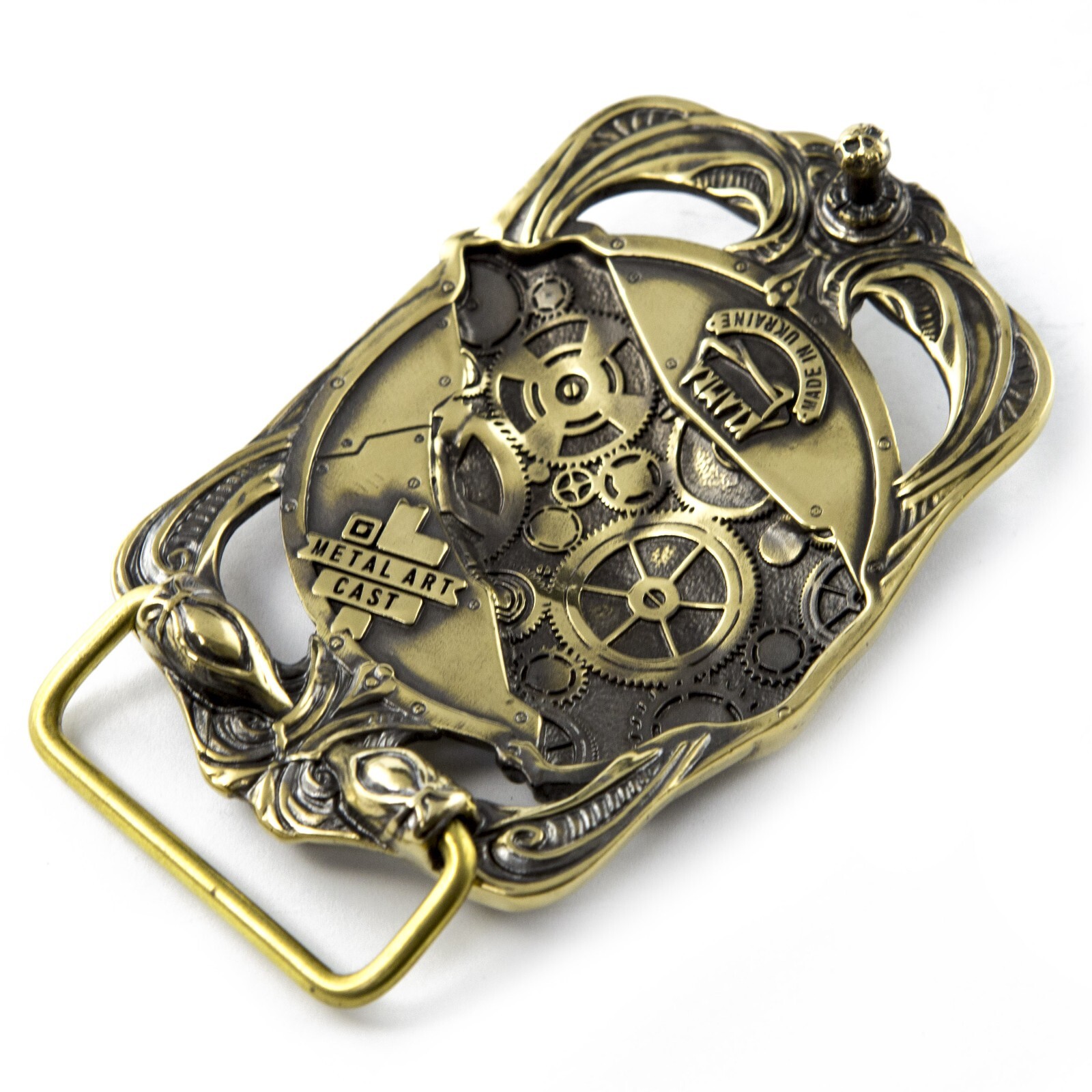 Belt buckle Steampunk Wolf, Solid brass sculptural victorian art wolf belt buckl