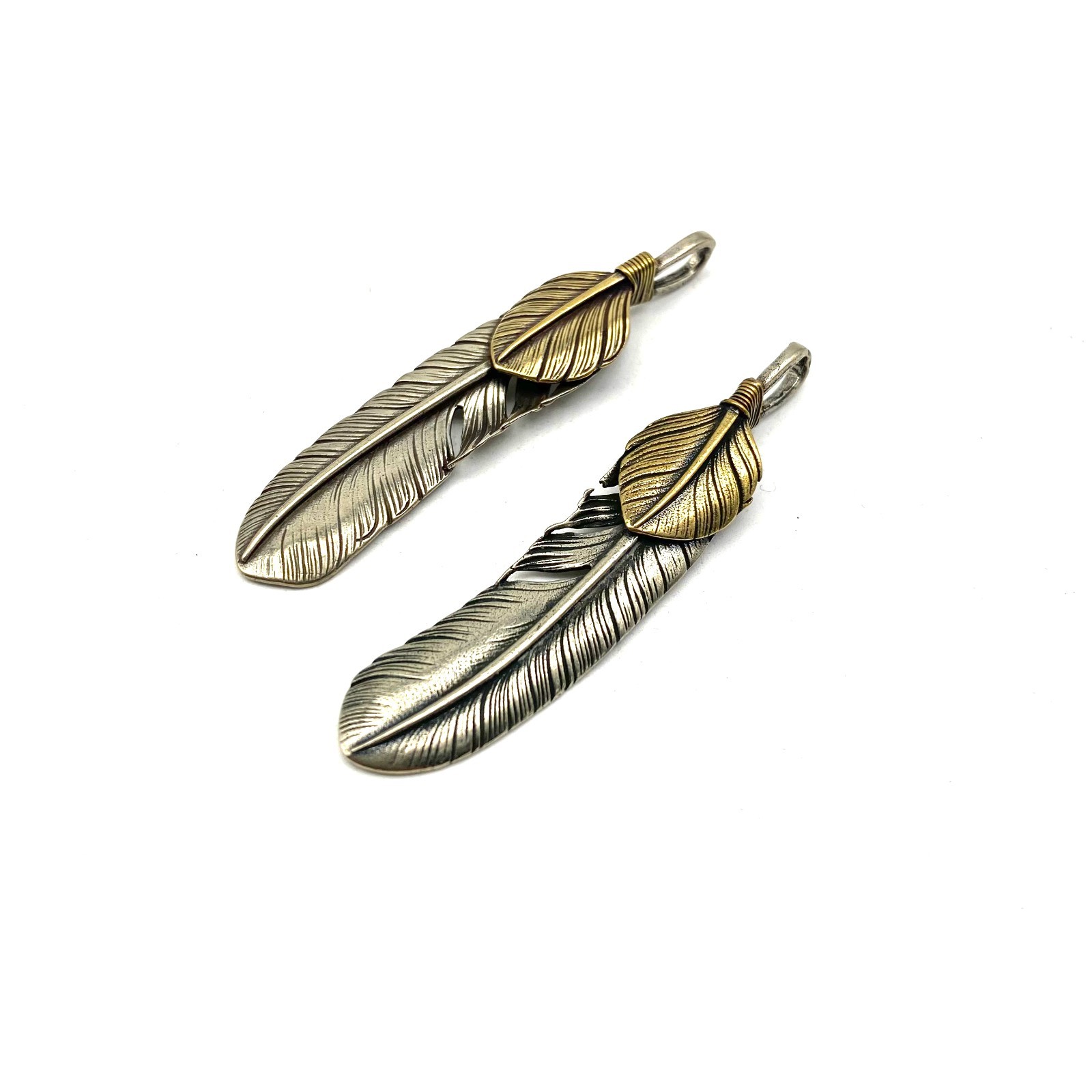 2pcs/Set Brass Charm Feathers Decoration Accessories Jewelry lot