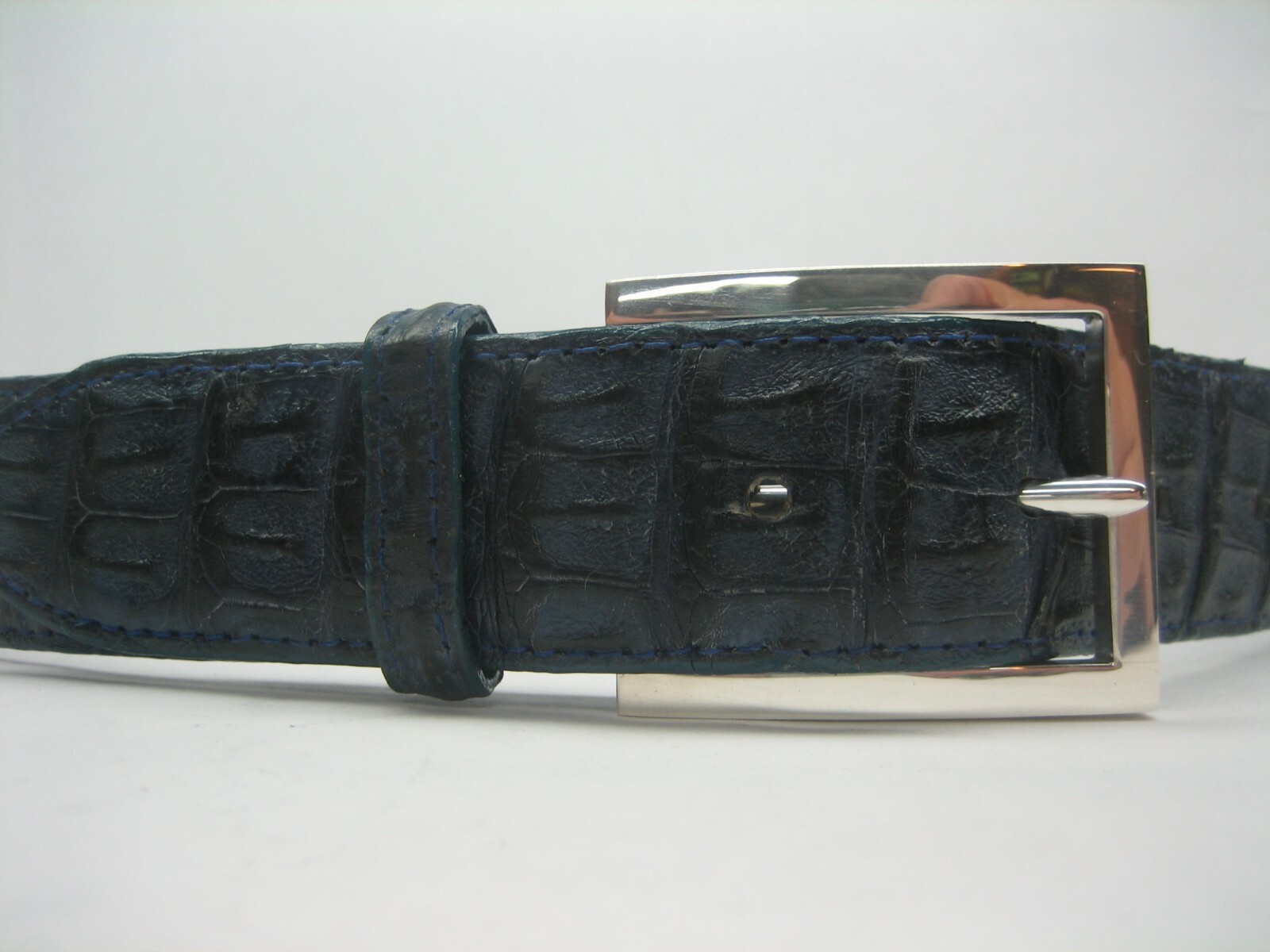 GENUINE HORNBACK CROCODILE BELTS 1-3/8&Prime; WIDE, AND SILVER 925 SOLID BUCKLE U.S.A.
