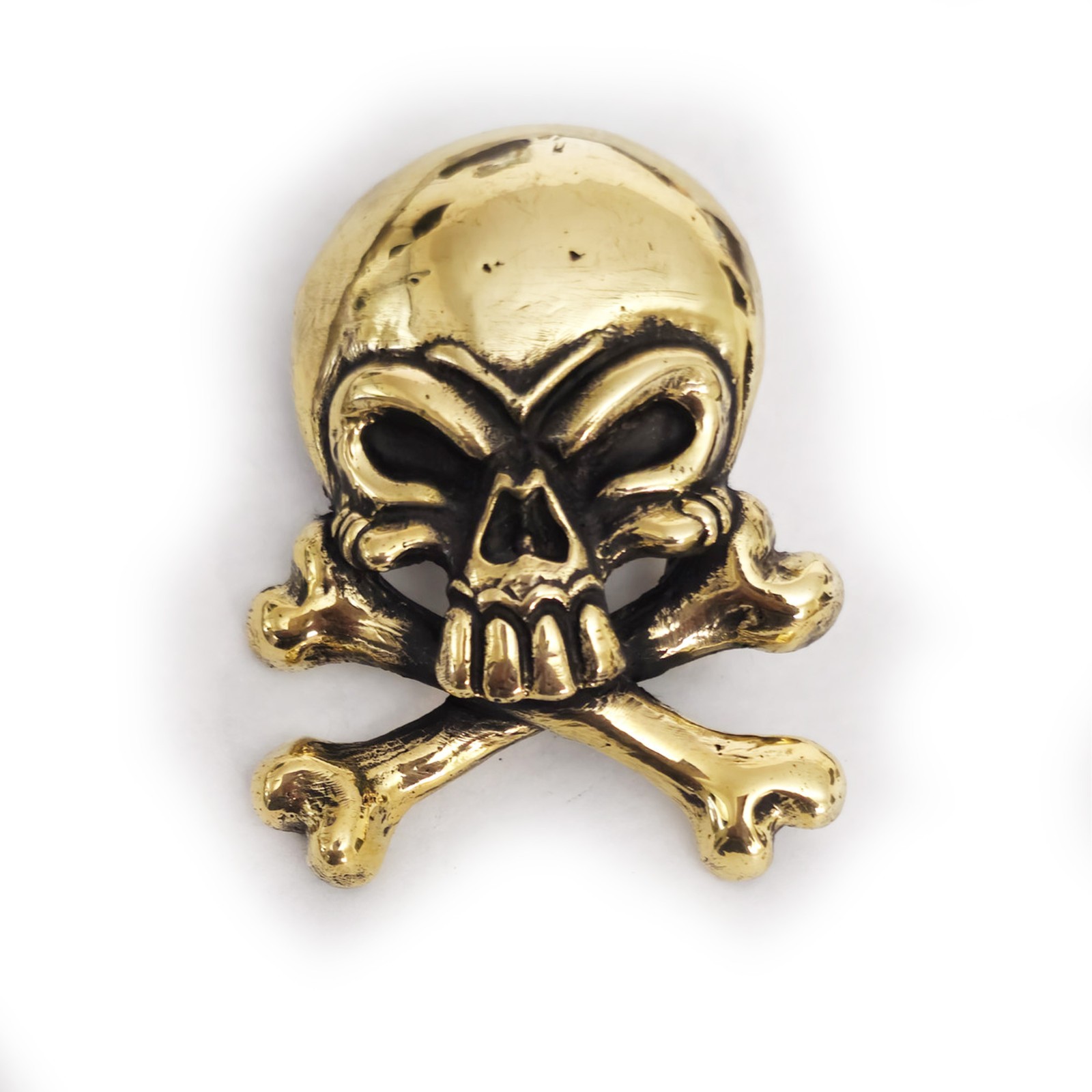 Skull with Crossed Bones Brass Belt Buckle