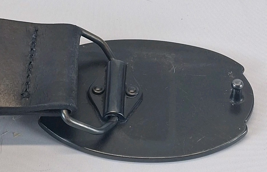 Levis Classic Horse Logo Buckle Billy Plaque Belt Size 34 Black Bovine Leather
