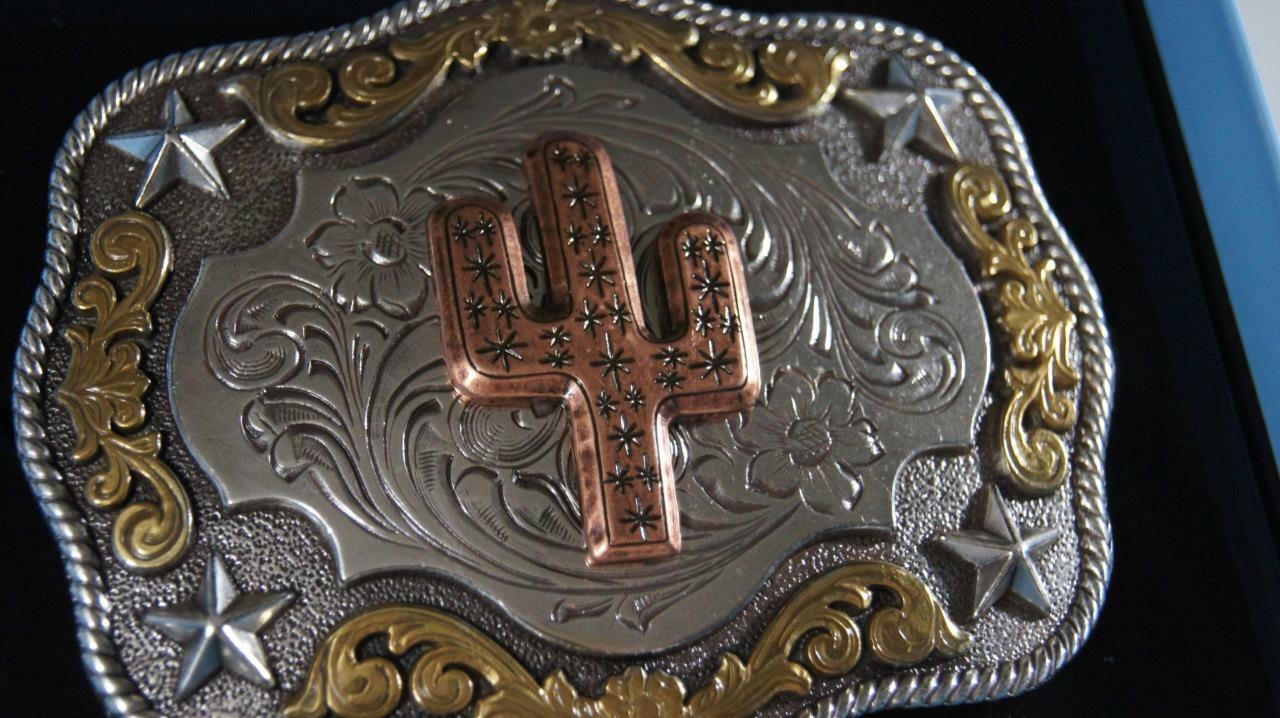 M&F WESTERN Nocona Western Buckle Floral Cactus Silver 37400