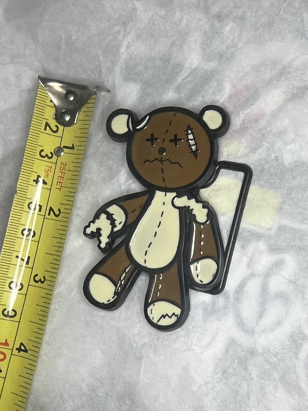 Ripped Zombie Bear Cartoon Belt Buckle Enamel Metal Men Woman Unisex Cartoon