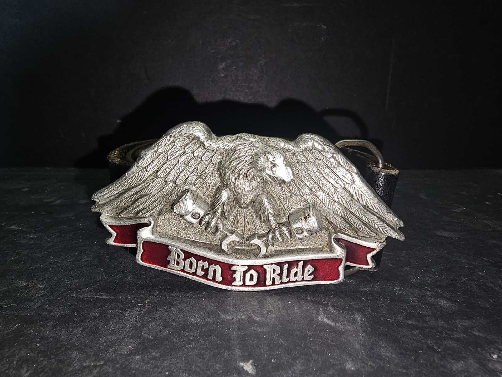 1992 The Great American Belt Buckle Harley-Davidson Born to Ride w/ Leather Belt
