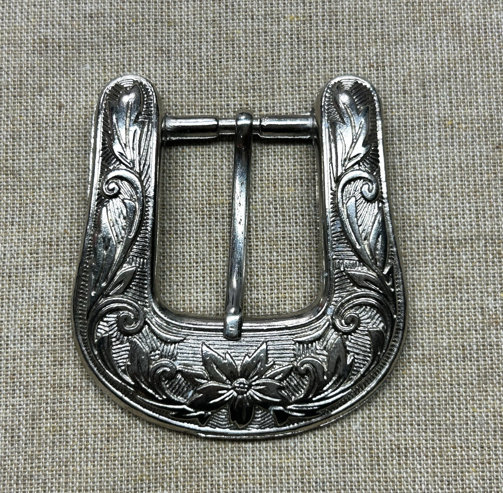 Lot 3 Western Vintage Style Engraved Belt Buckles Silver Tone Floral Scroll