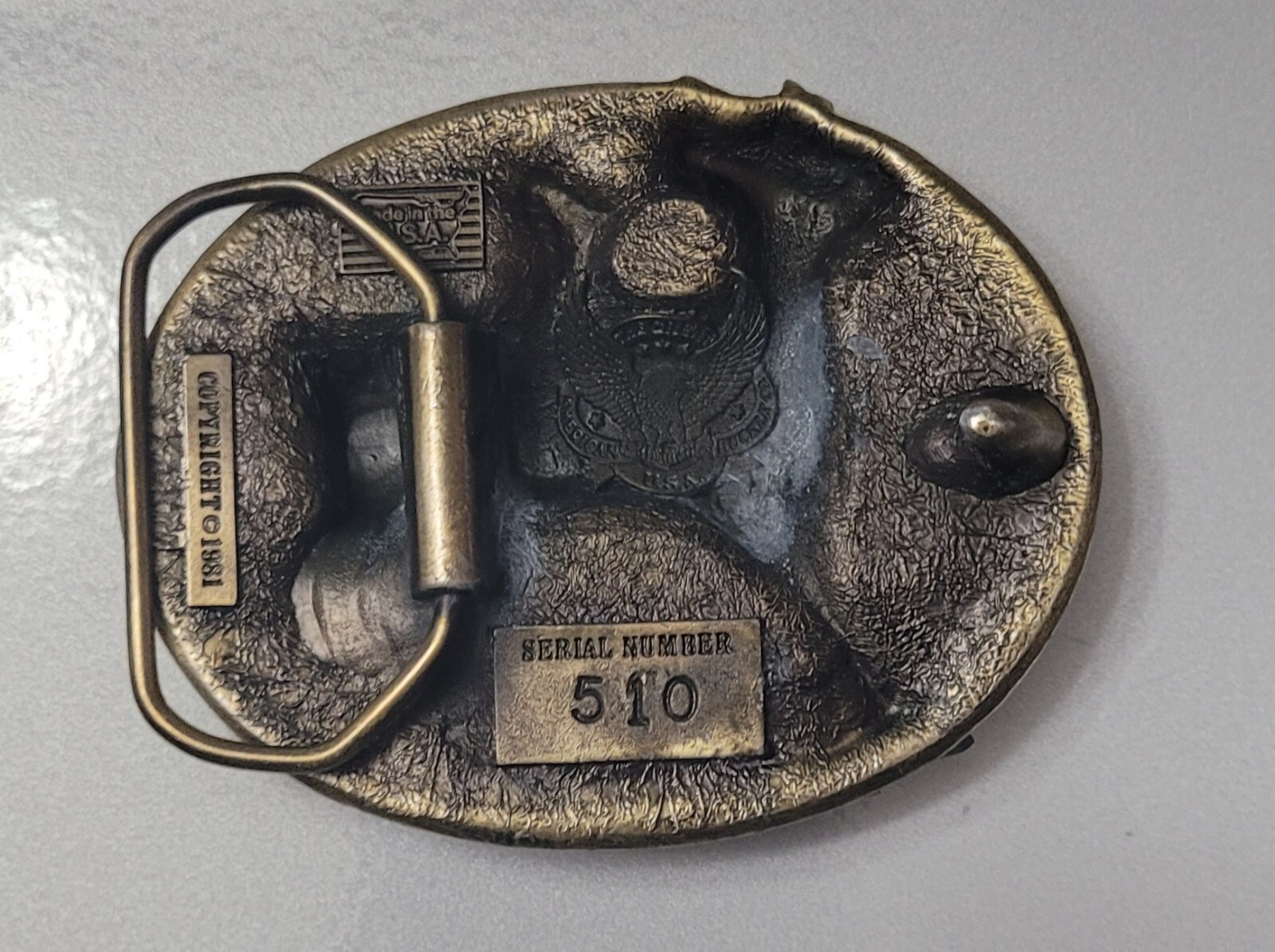 AMERICAN WILD LIFE STAG-DEER BELT BUCKLE. Copyright 1981.Serial number 510. USA