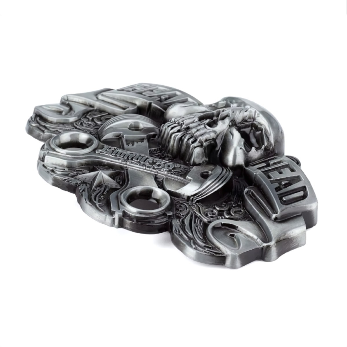 Men&rsquo;s Gear Head Piston Skull Biker Belt Buckle
