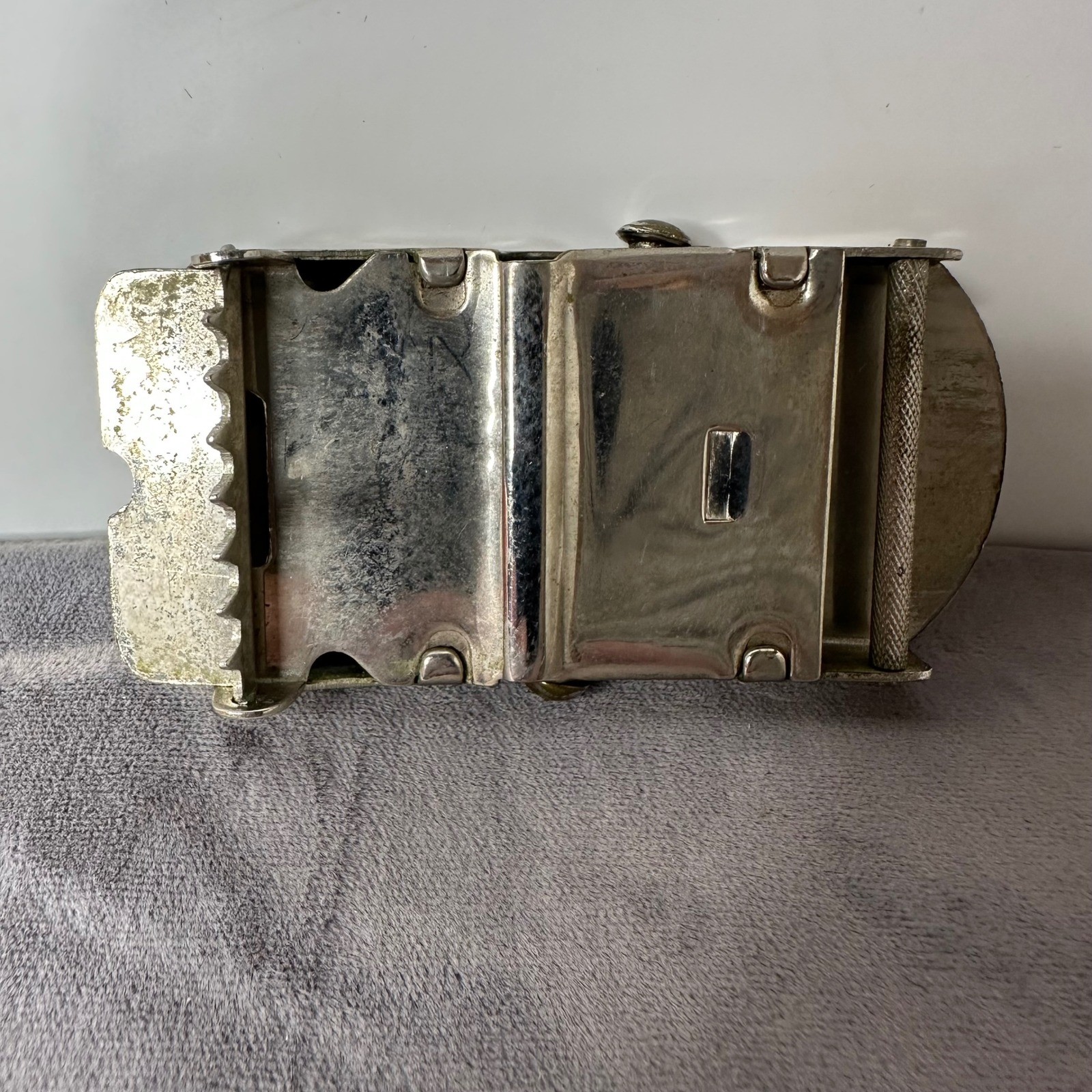 Vintage US Navy Belt Buckle Ready For Sea Enamel Crest Silver Tone Japan