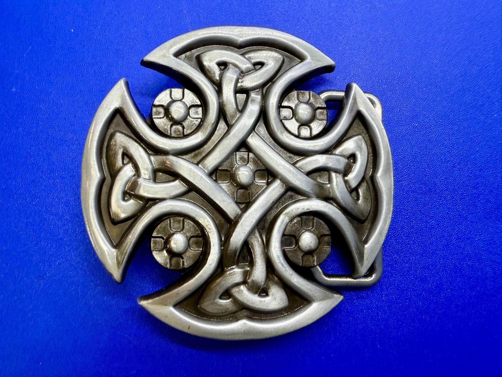 Celtic Shield Iron Cross Religious Gothic Punk Cutout Silver Color Belt Buckle